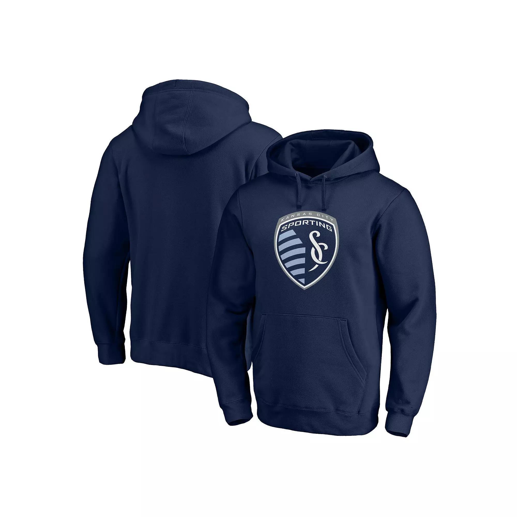 Men's Fanatics Navy Sporting Kansas City Logo Pullover Hoodie, Size: Medium, Blue Product Image