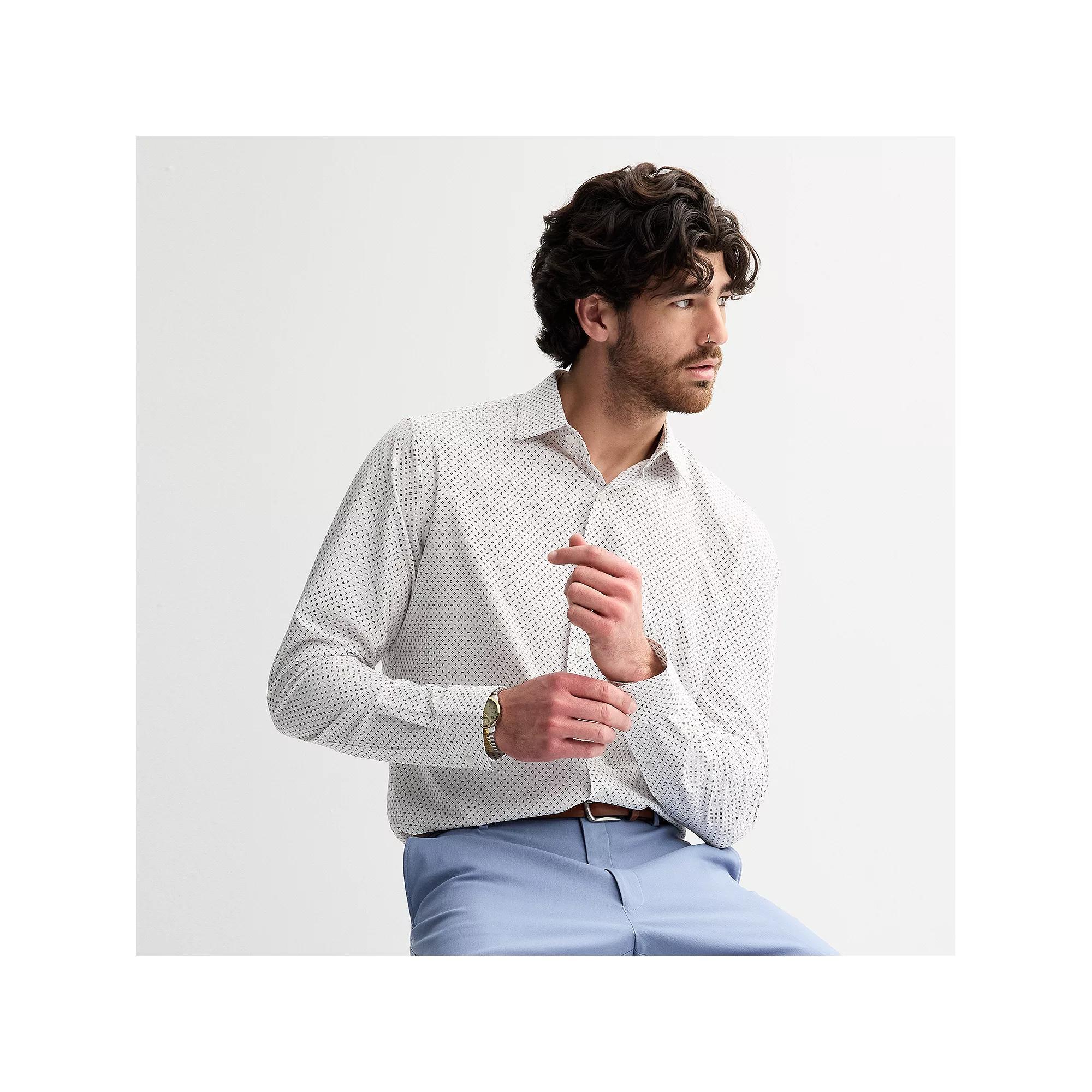 Men's Apt. 9® Performance Regular-Fit Wrinkle Resistant Dress Shirt, Size: XL-36/37, White Geo Floral Product Image