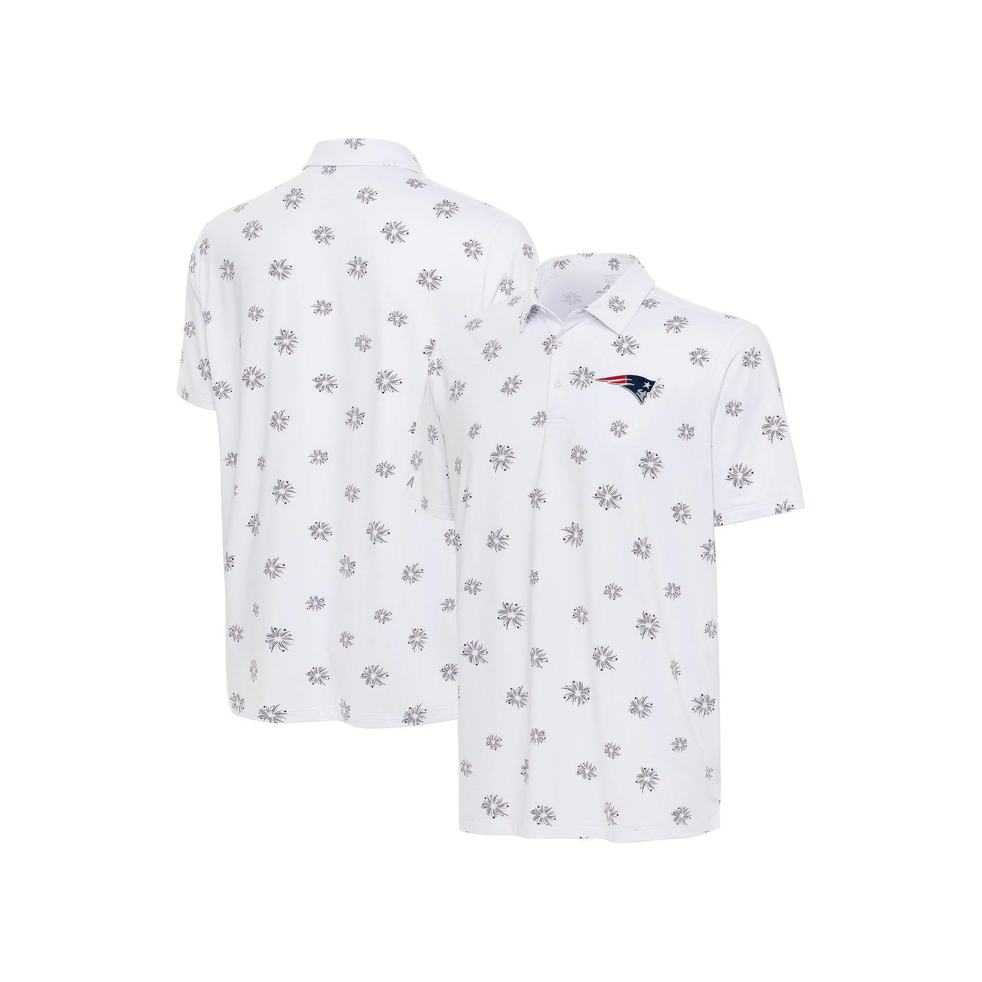 Men's Antigua White New England Patriots Fireworks Polo, Size: 2XL Product Image