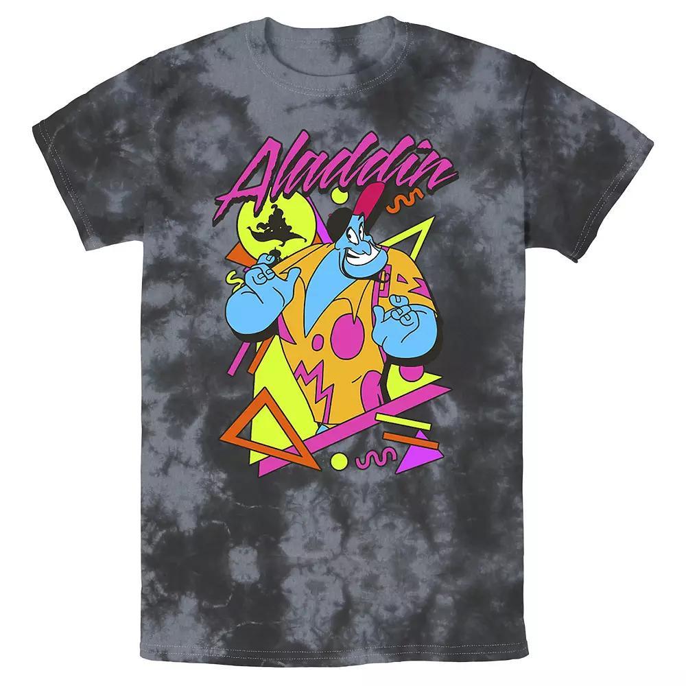 Men's Disney Aladdin Genie In A Shirt Retro Abstract Bomabrd Wash Tee, Size: Large, Black Grey Product Image
