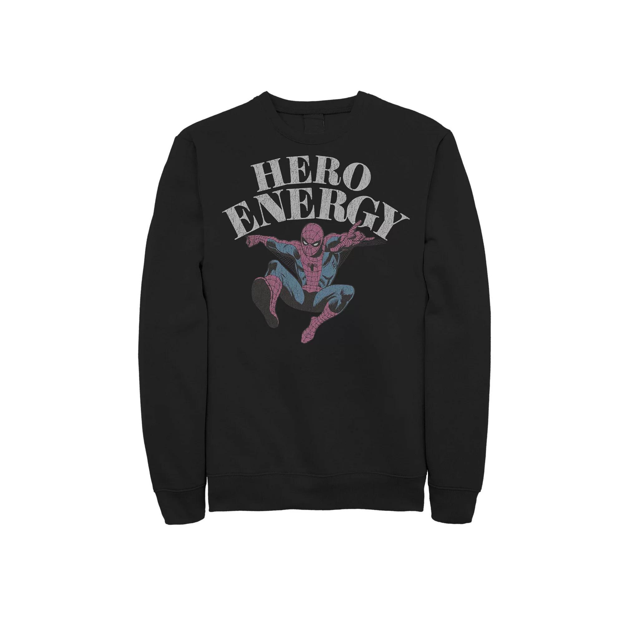 Men's Marvel Comics Spider-Man Hero Energy Fleece Graphic Sweatshirt, Size: Large, Black Product Image