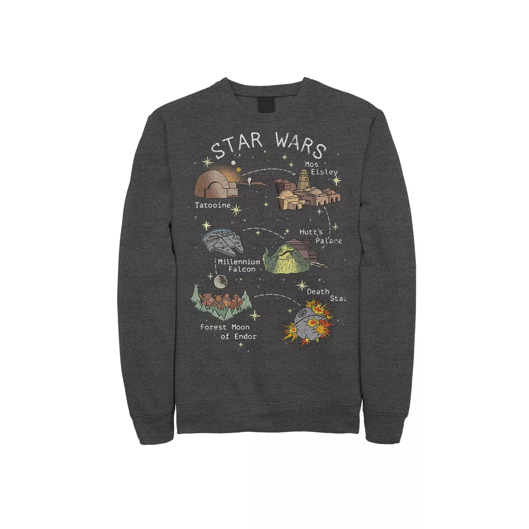 Men's Star Wars Story Map Sweatshirt, Size: Large, Grey Heather Product Image
