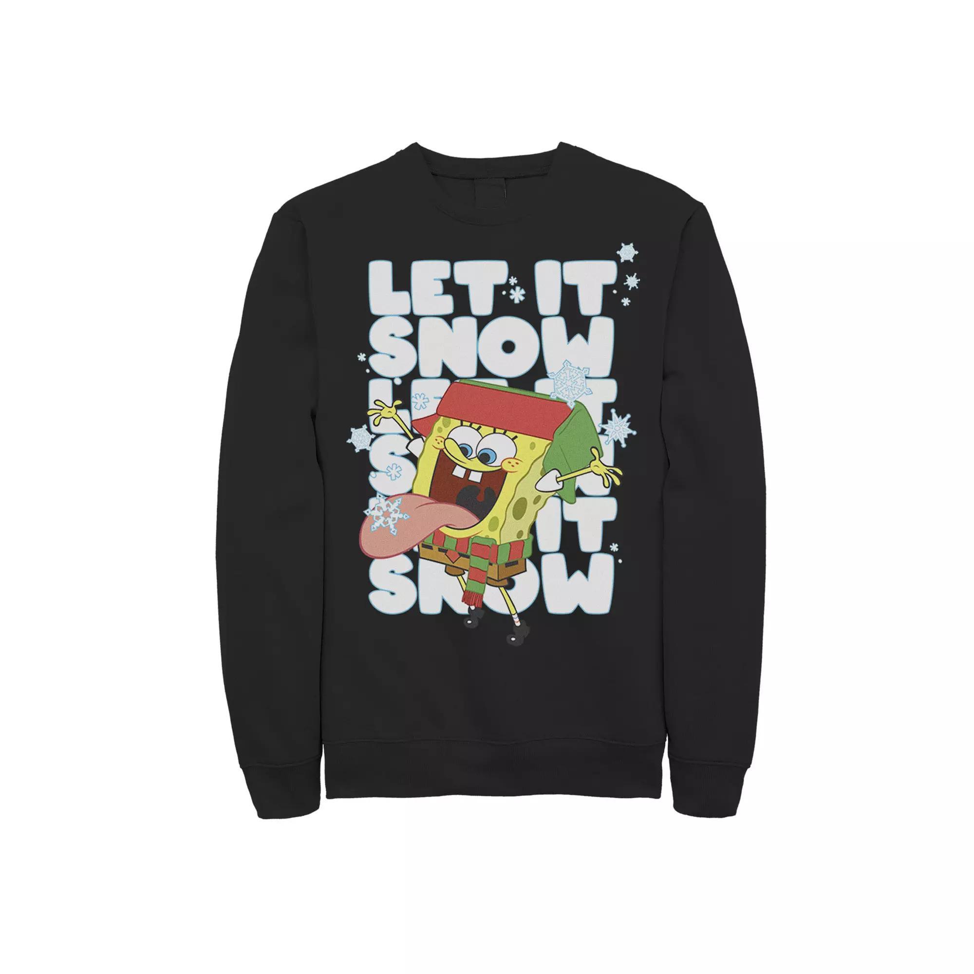 Men's Nickelodeon Spongebob Squarepants Let It Snow Let It Snow Let It Snow Graphic Fleece Pullover, Size: Small, Blue Product Image