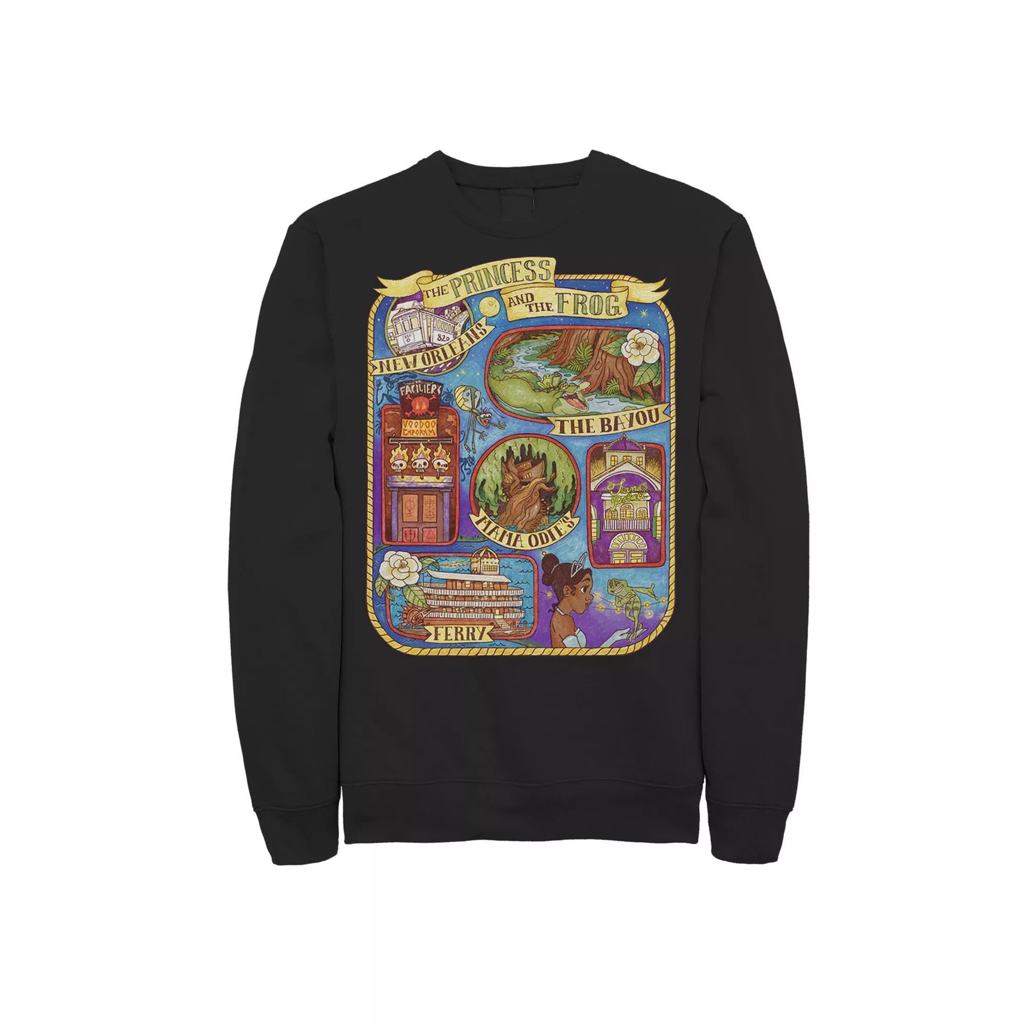 Men's Disney Princess And The Frog Group Shot Large Map Sweatshirt,  Product Image