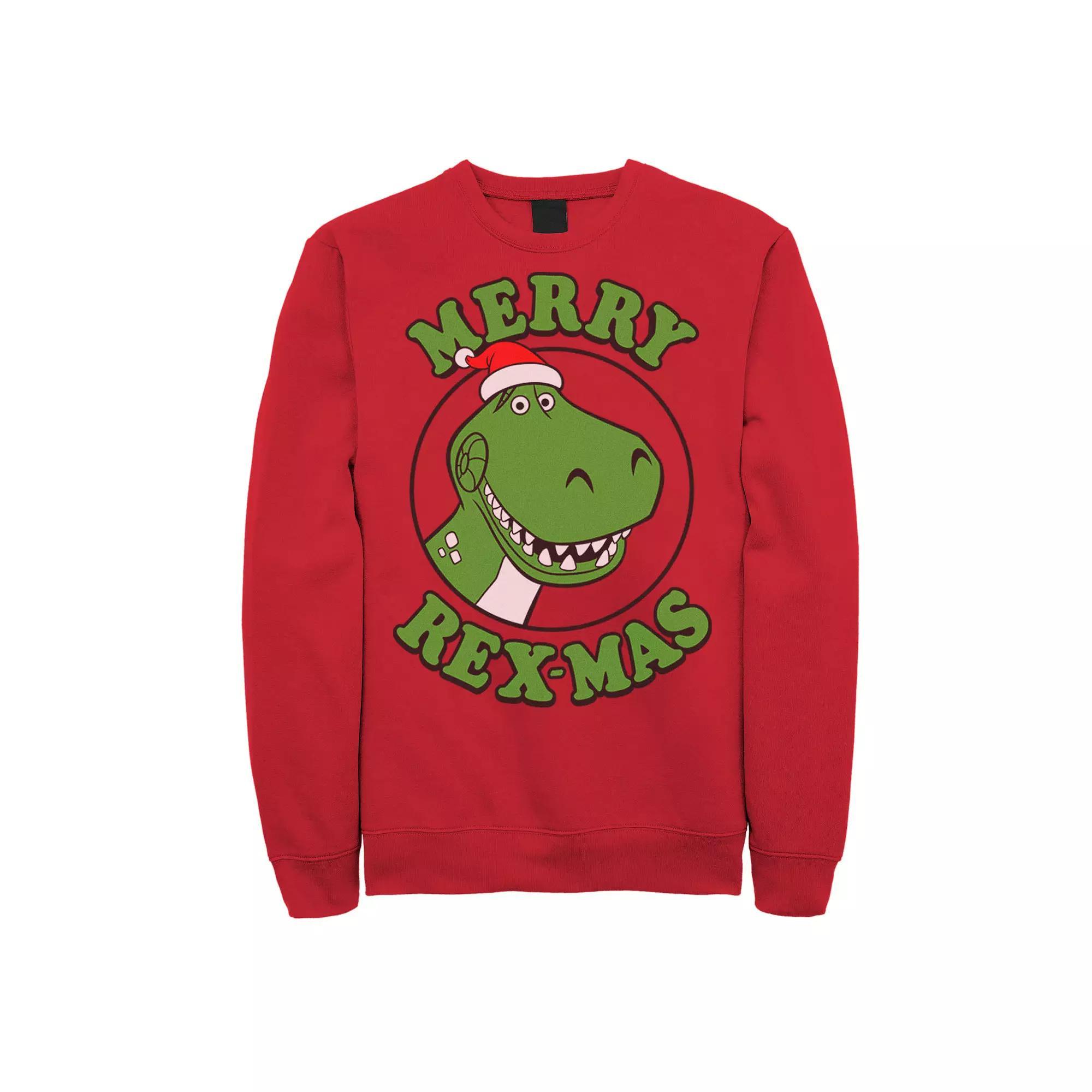 Disney / Pixar's Toy Story Men's Merry Rex-Mas Christmas Graphic Fleece Pullover,  Product Image