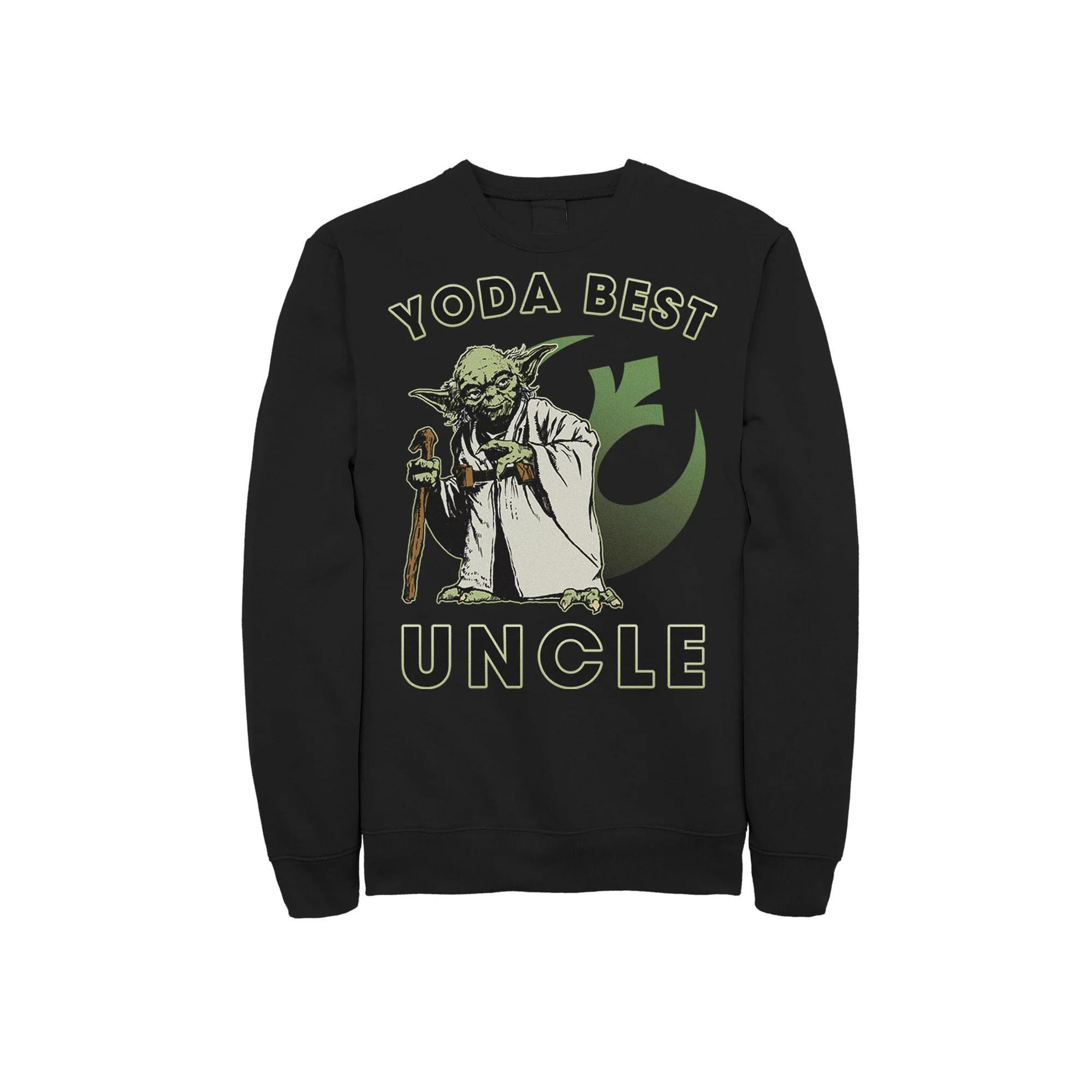 Men's Star Wars Yoda Best Uncle Rebel Logo Fleece Graphic Pullover, Size: 4XL, Black Product Image