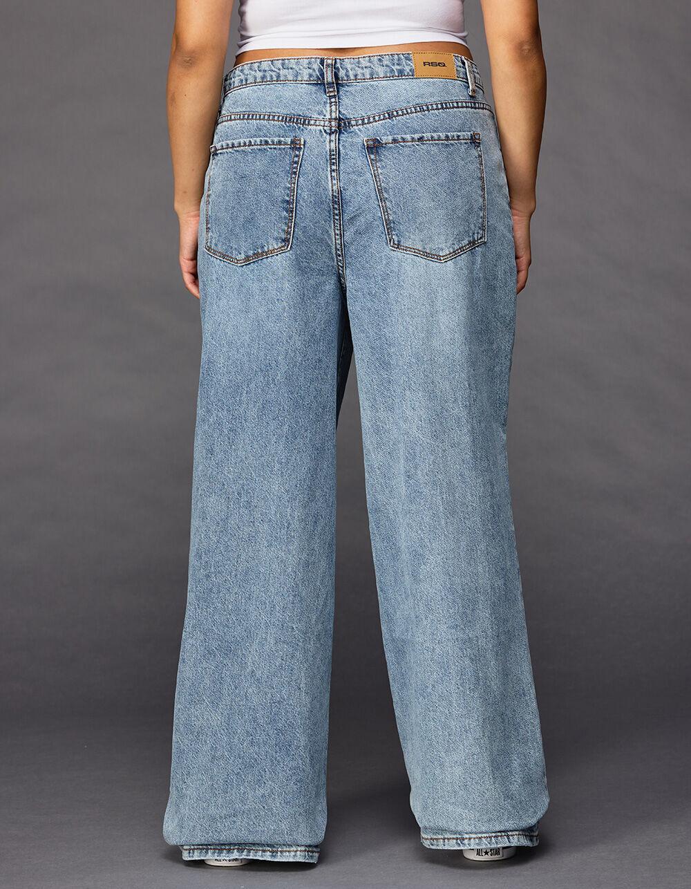 RSQ Womens Low Rise Wide Leg Jeans - LIGHT WASH Product Image