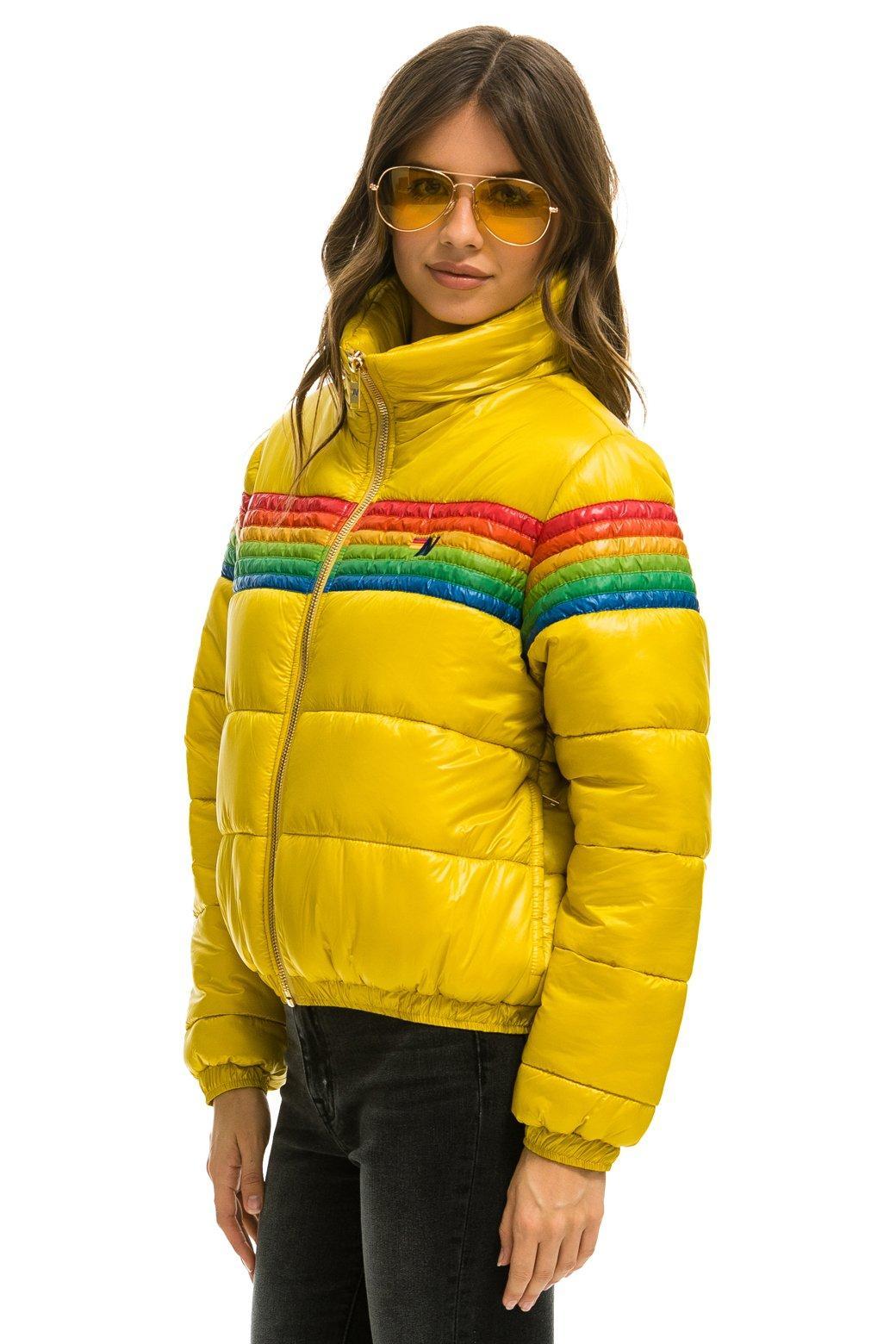6 STRIPE LUXE APRES PUFFER JACKET - GLOSSY HONEY Female Product Image