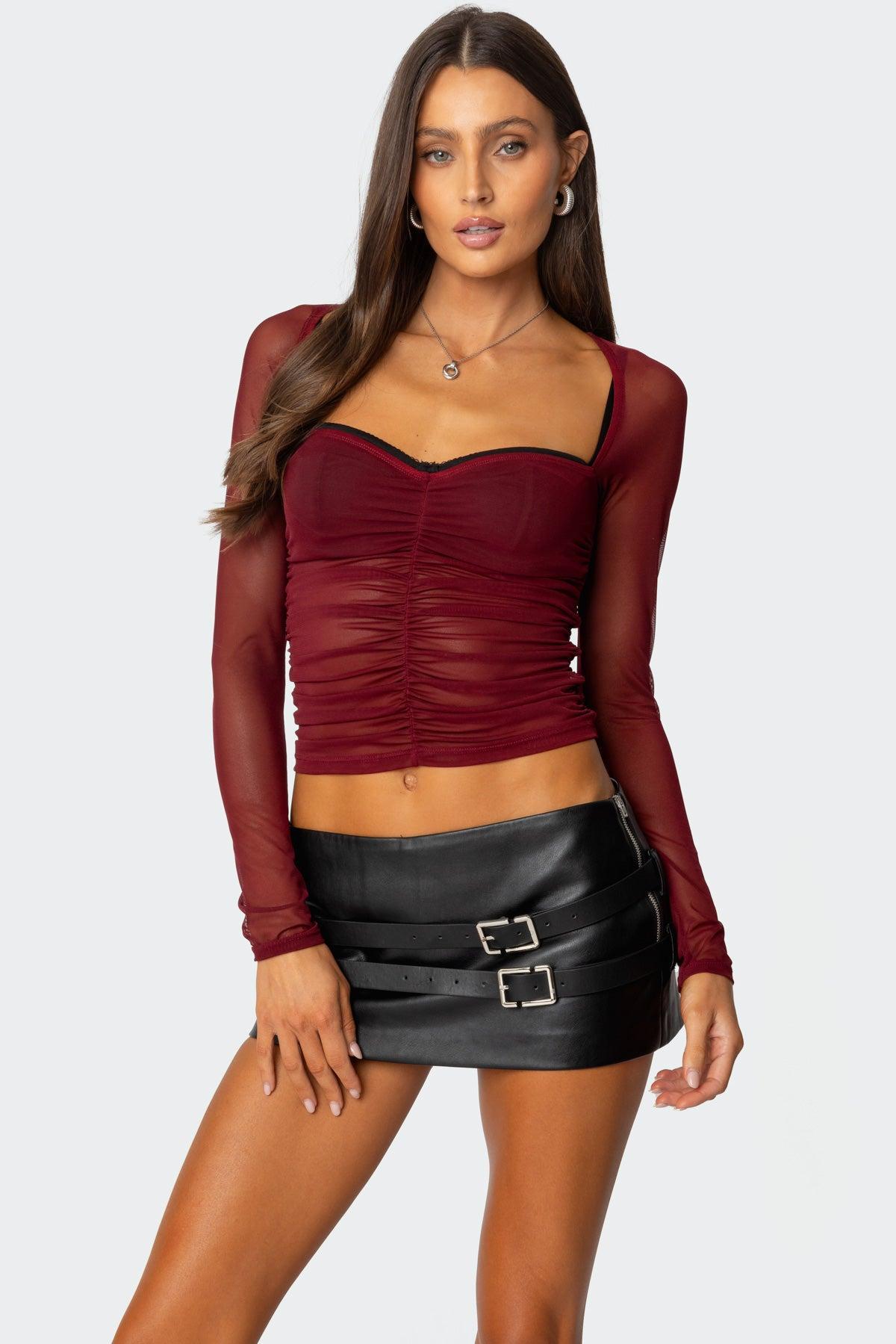 Tristina Ruched Mesh Bra Top Product Image