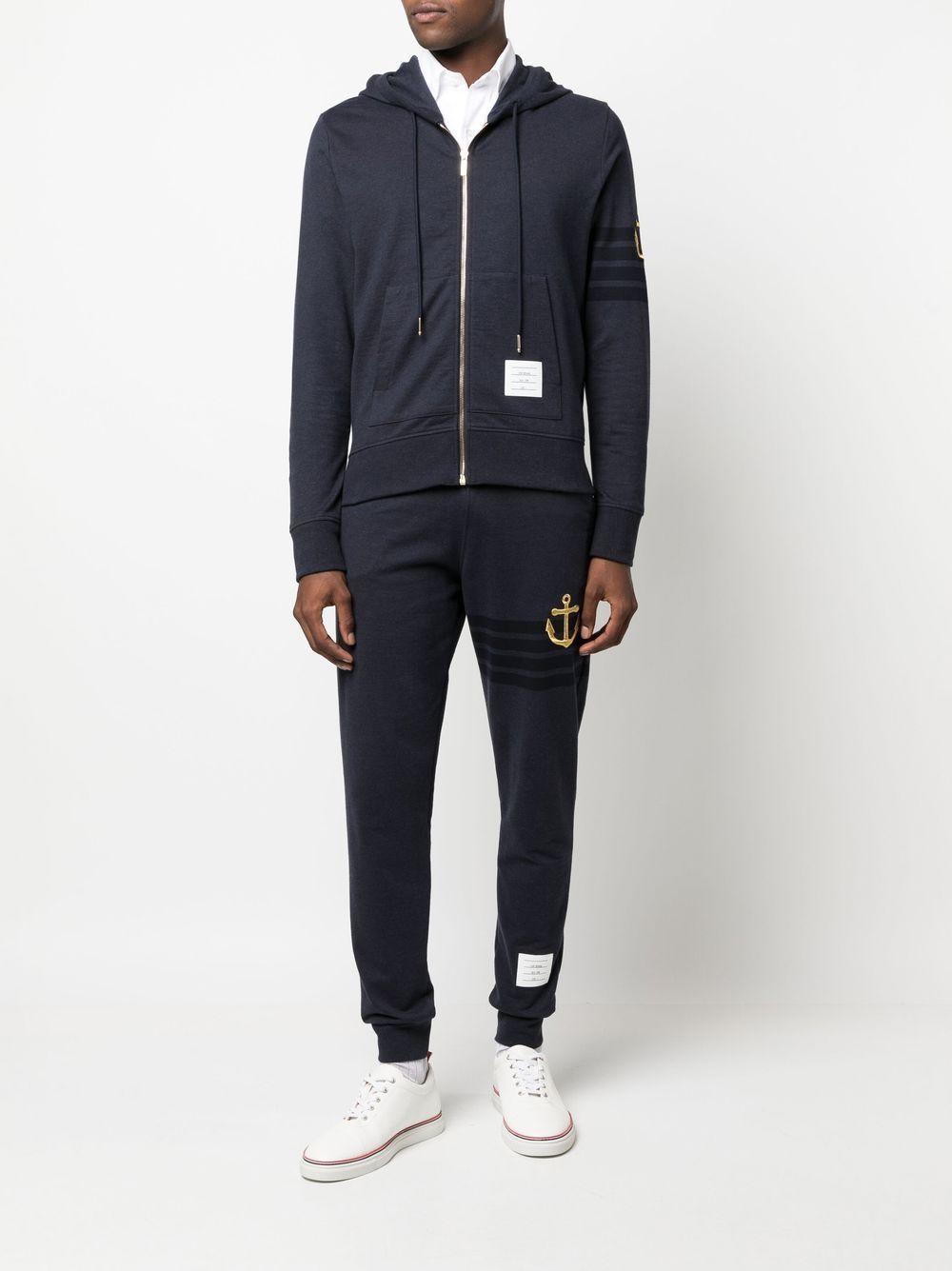 THOM BROWNE Anchor Zip-up Hoodie In Blue Product Image