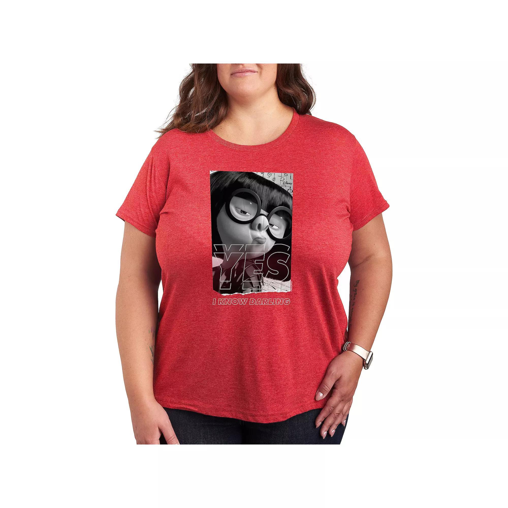 Disney / Pixar's The Incredibles Edna Plus Yes Darling Graphic Tee, Women's, Size: 2XL, Grey Red Product Image