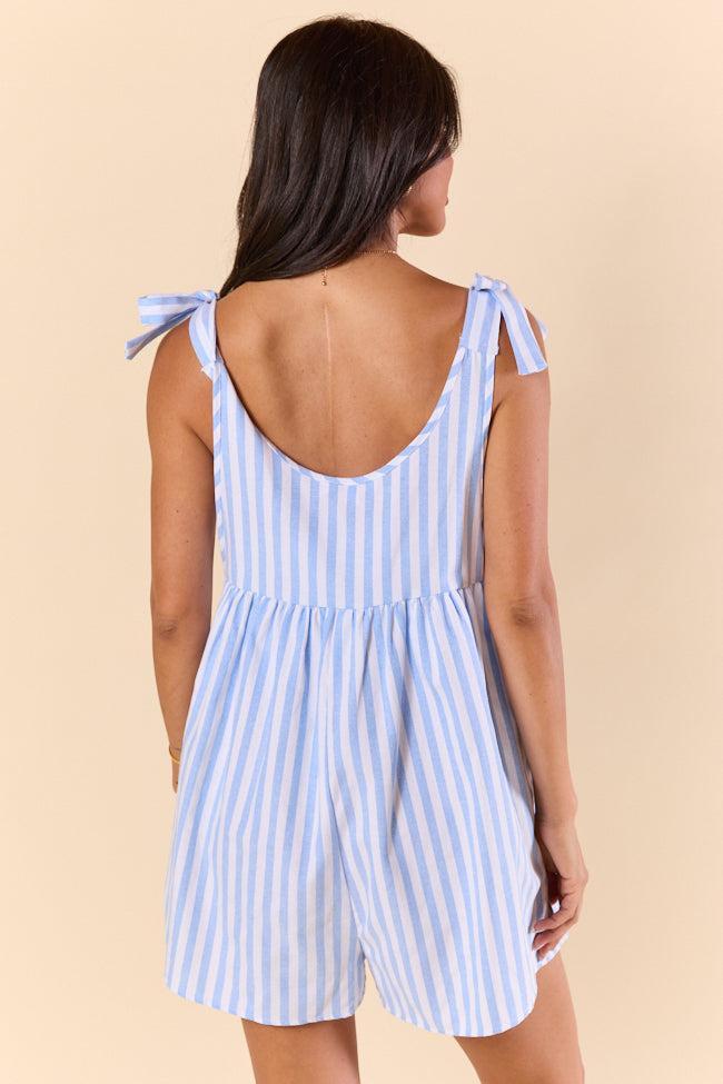 Stripe Me Up Blue Vertical Stripe Romper FINAL SALE Product Image
