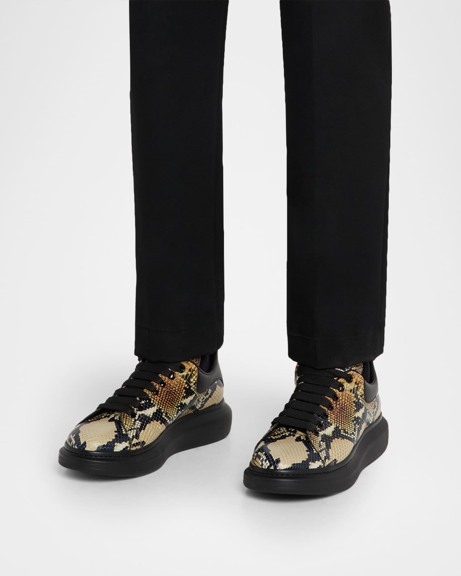 Men's Oversized Python-Effect Leather Sneakers Product Image