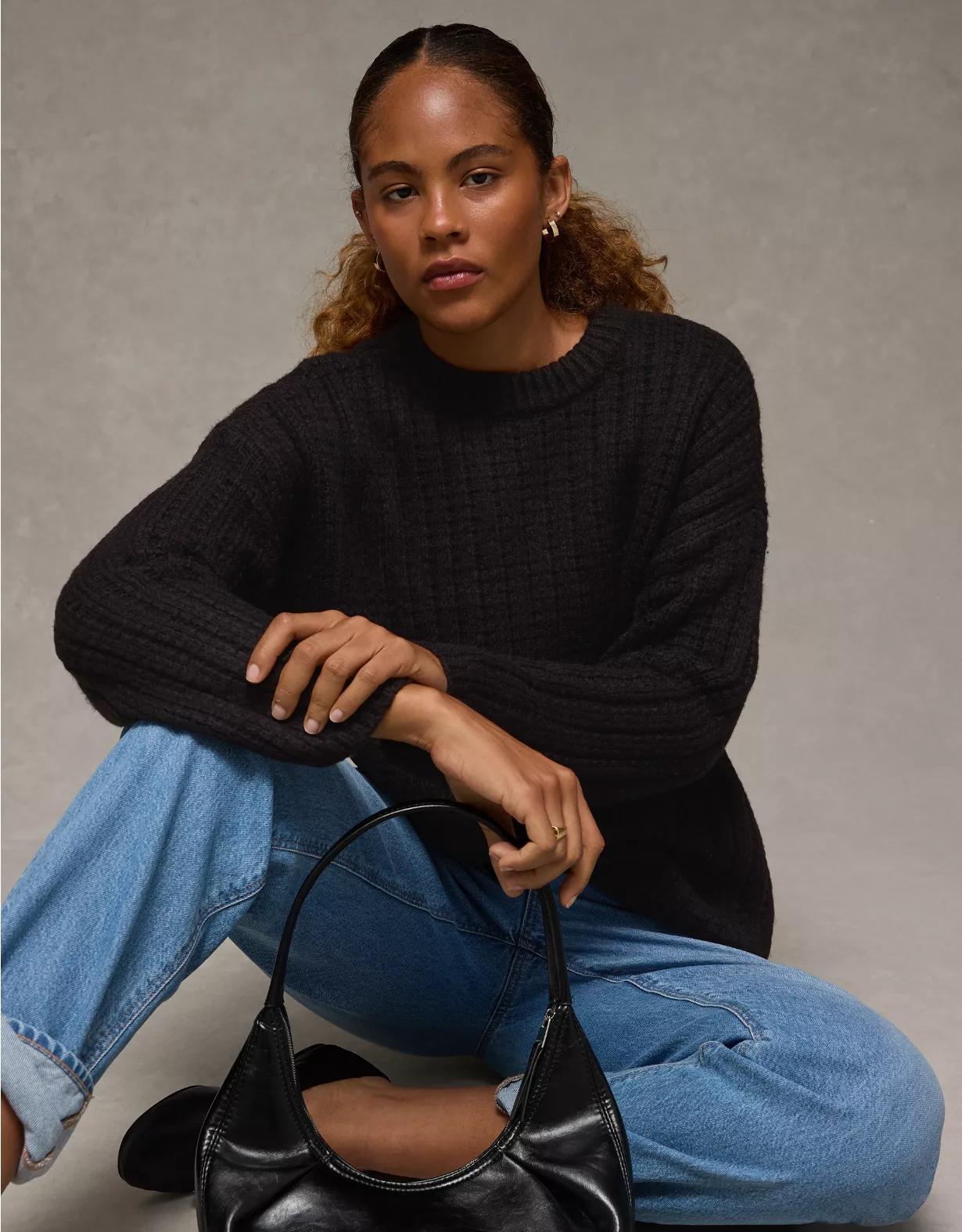 AE Oversized Waffle Sweater Product Image