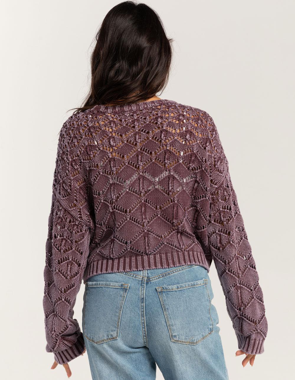 FULL TILT Womens Open Weave Washed Pullover Sweater Product Image