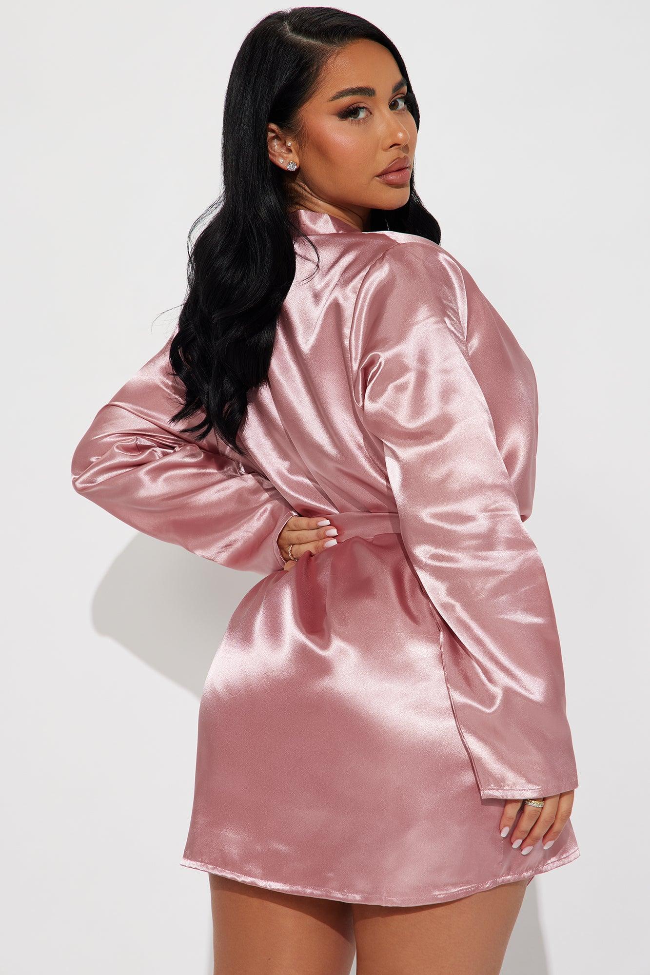 Slumber Party Satin PJ Robe Set - Blush Product Image