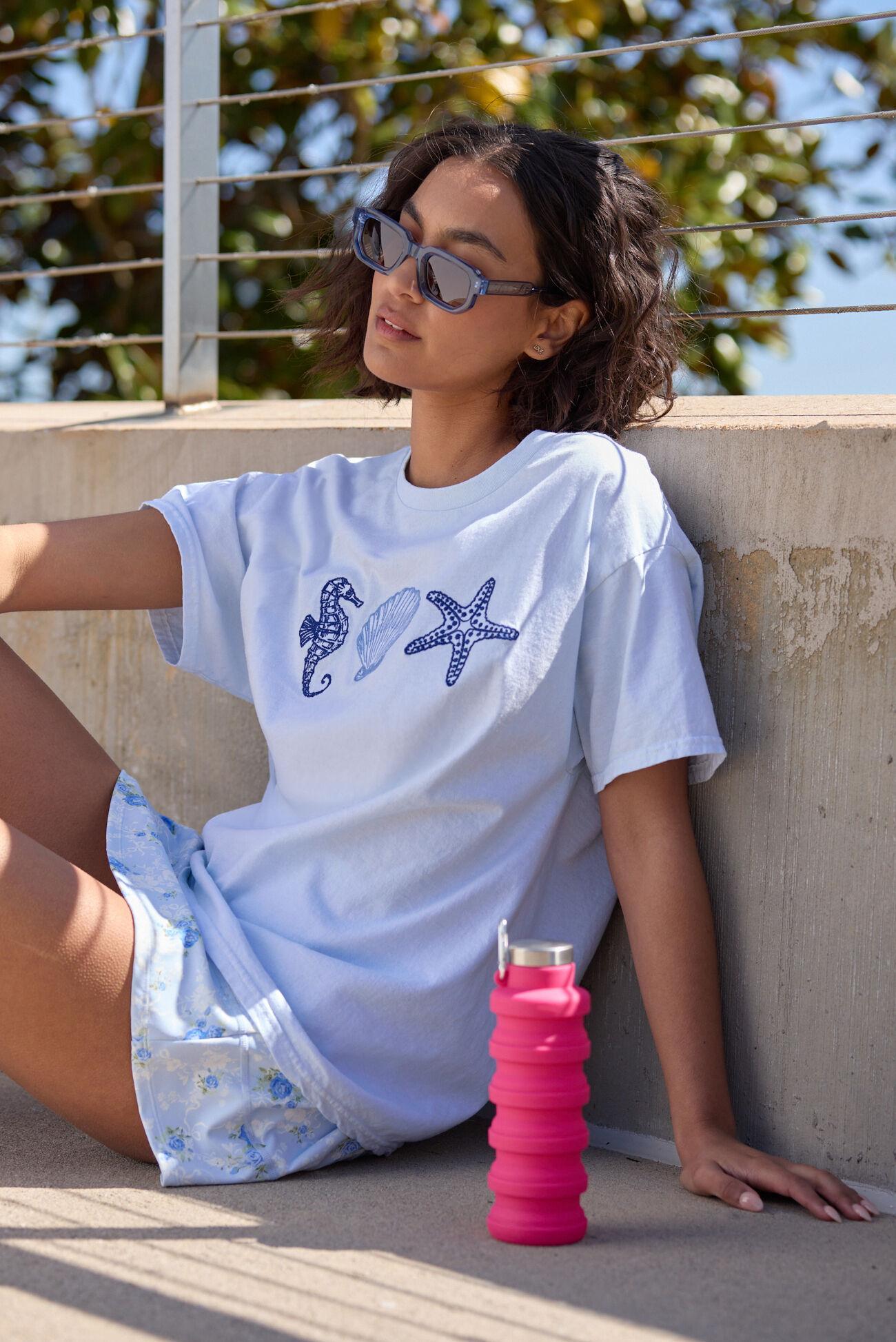 Embroidered Seashell Graphic Tee Product Image