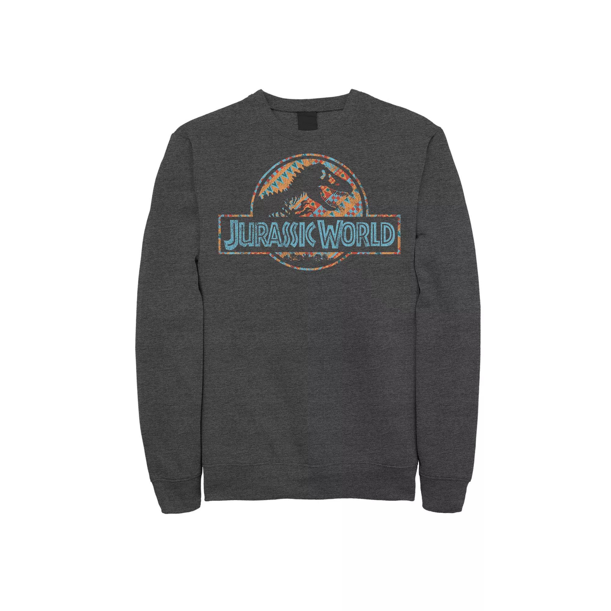 Men's Jurassic World Geometric Shape Pattern Logo Fleece Graphic Pullover,  Product Image