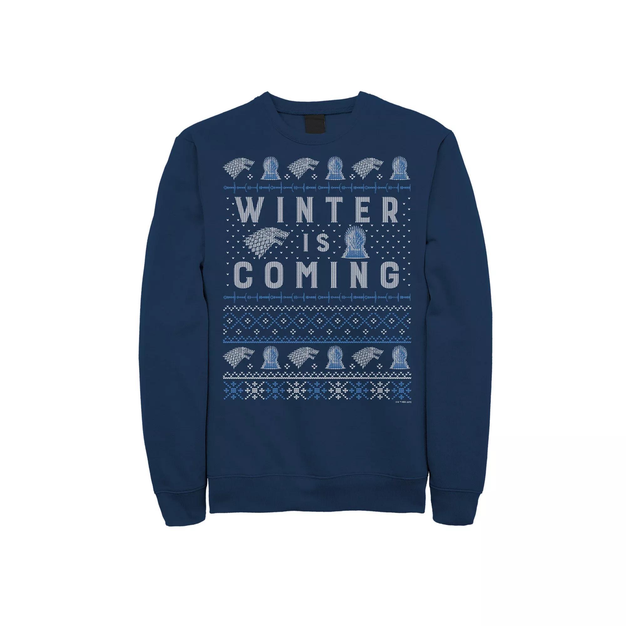 Men's Game of Thrones Holidays Winter Is Coming Sweatshirt, Size: Large, Blue Product Image