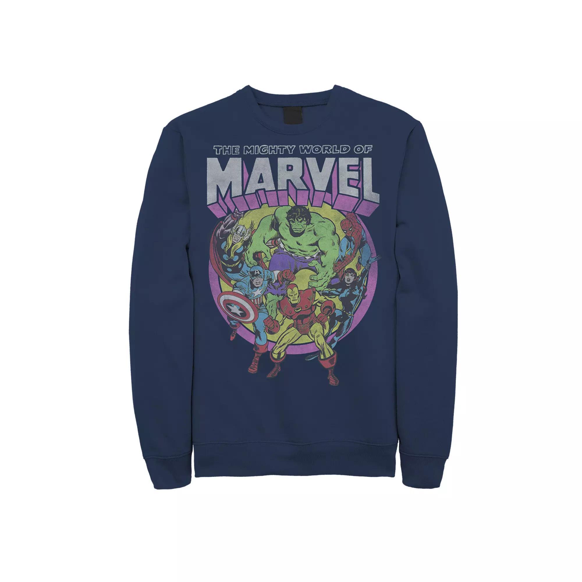 Men's Marvel Avengers The Mighty World Of Marvel Group Shot Sweatshirt,  Product Image