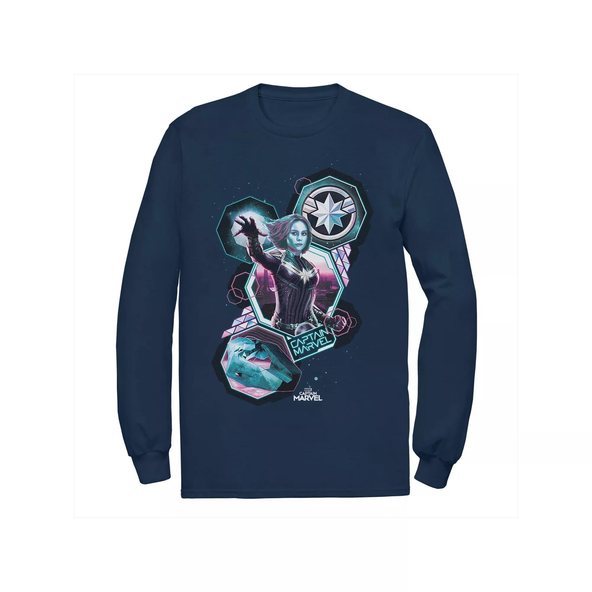 Mens Marvel Captain Marvel Space Shapes Portrait Tee Blue Product Image