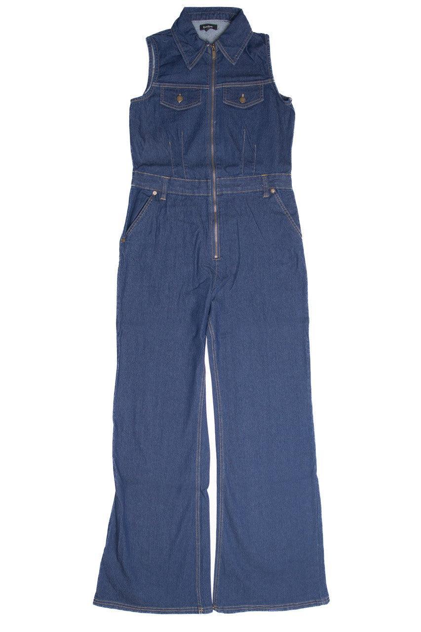 Flare Zip Denim Jumpsuit Product Image