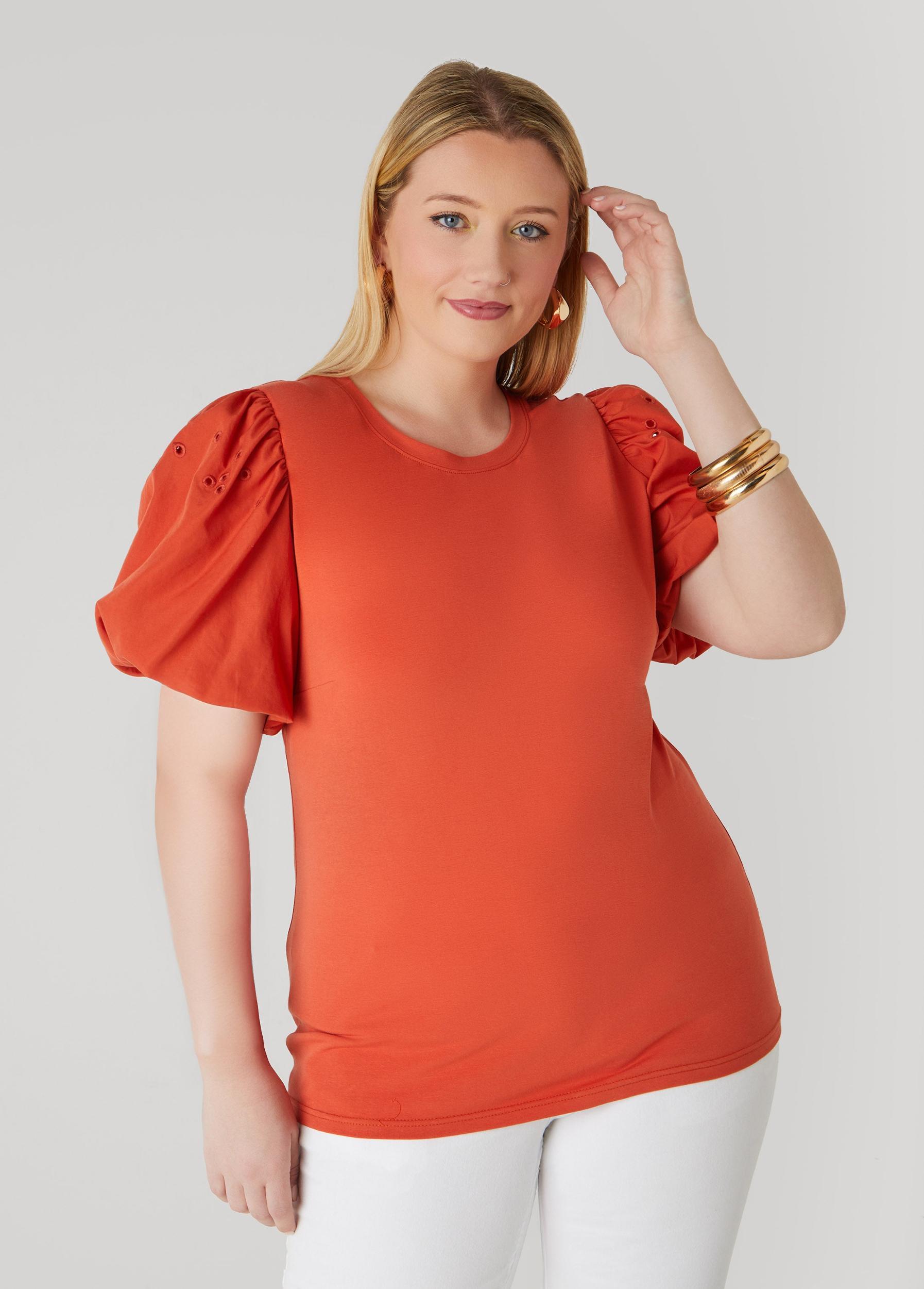 Embroidered Puff Sleeved Tee Product Image