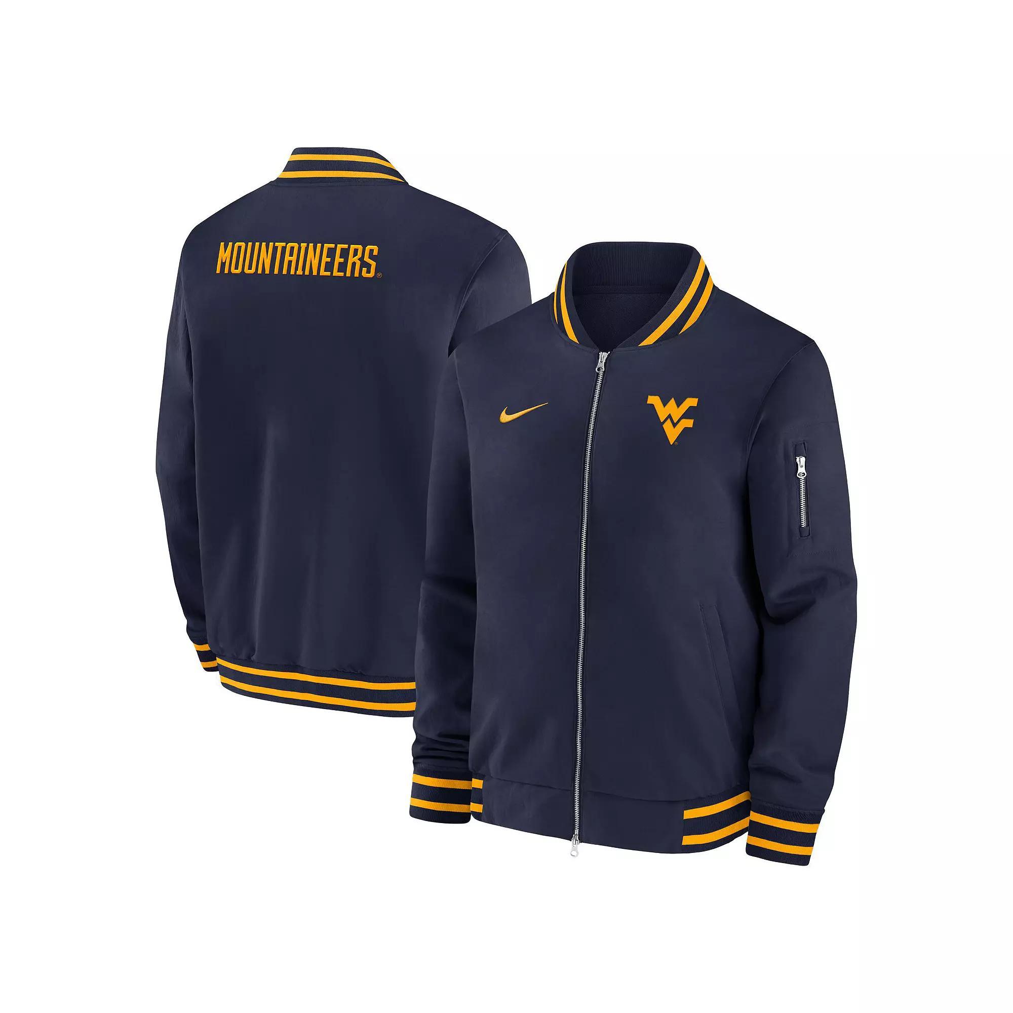 Men's Nike Navy West Virginia Mountaineers 2024 Sideline Full-Zip Bomber Jacket,  Product Image