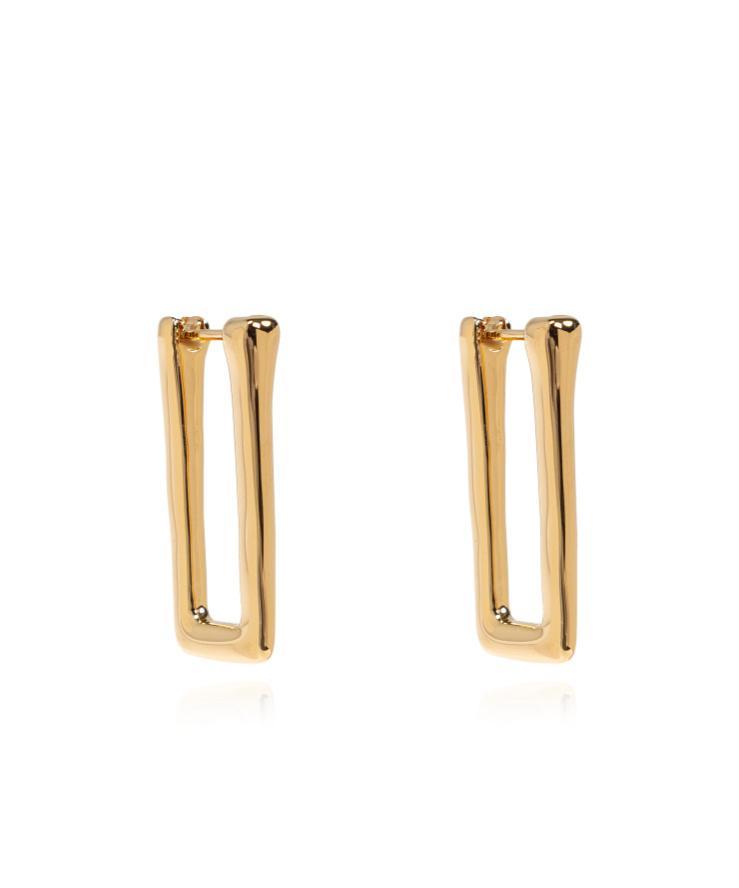 JIL SANDER Rectangular Hoop Earrings In Yellow Product Image