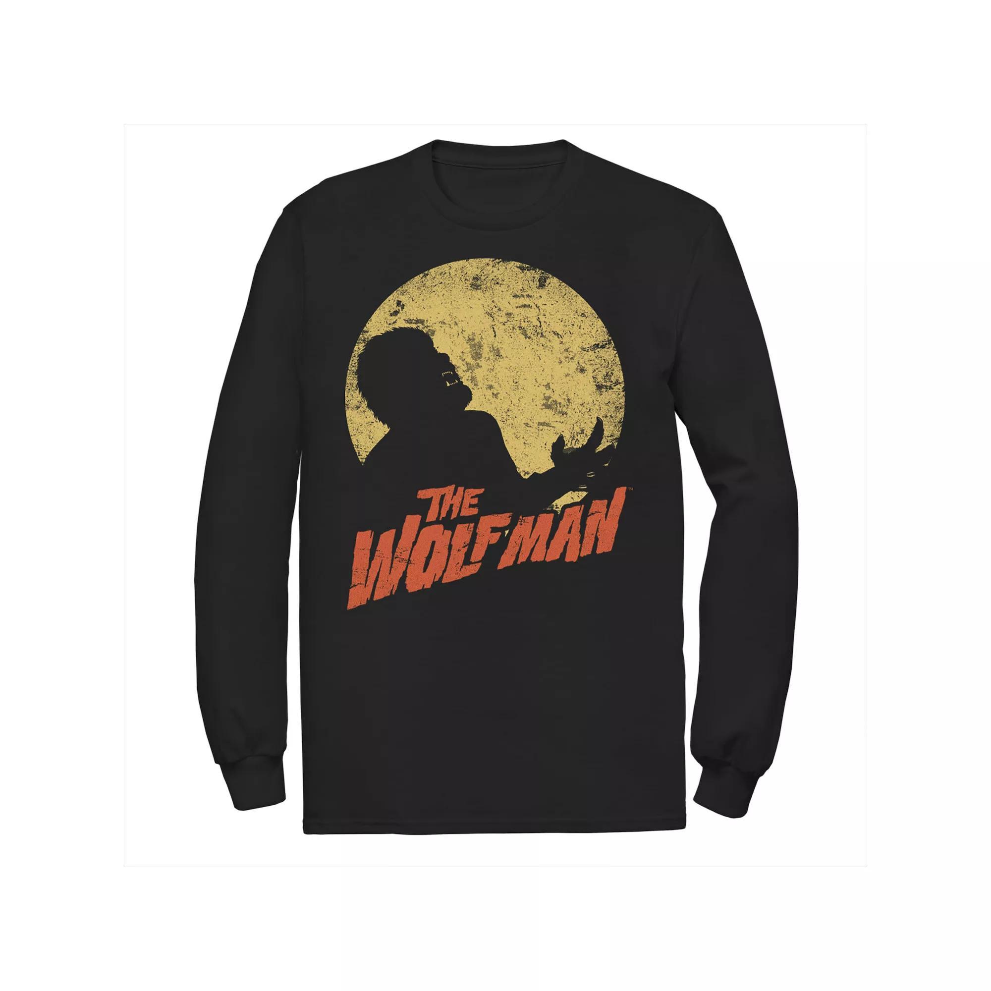 Men's Universal Monsters The Wolfman Moonlit Silhouette Long Sleeve Tee, Size: XL, Black Product Image