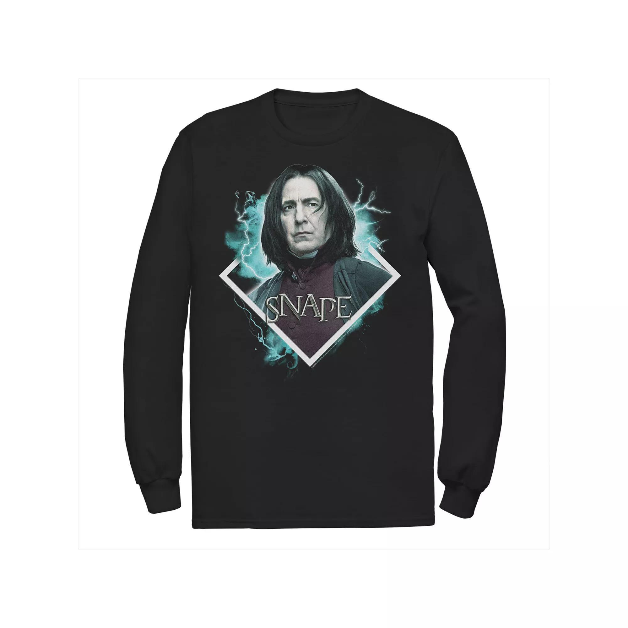 Men's Harry Potter Snape Blue Lightning Character Portrait Long Sleeve Graphic Tee,  Product Image