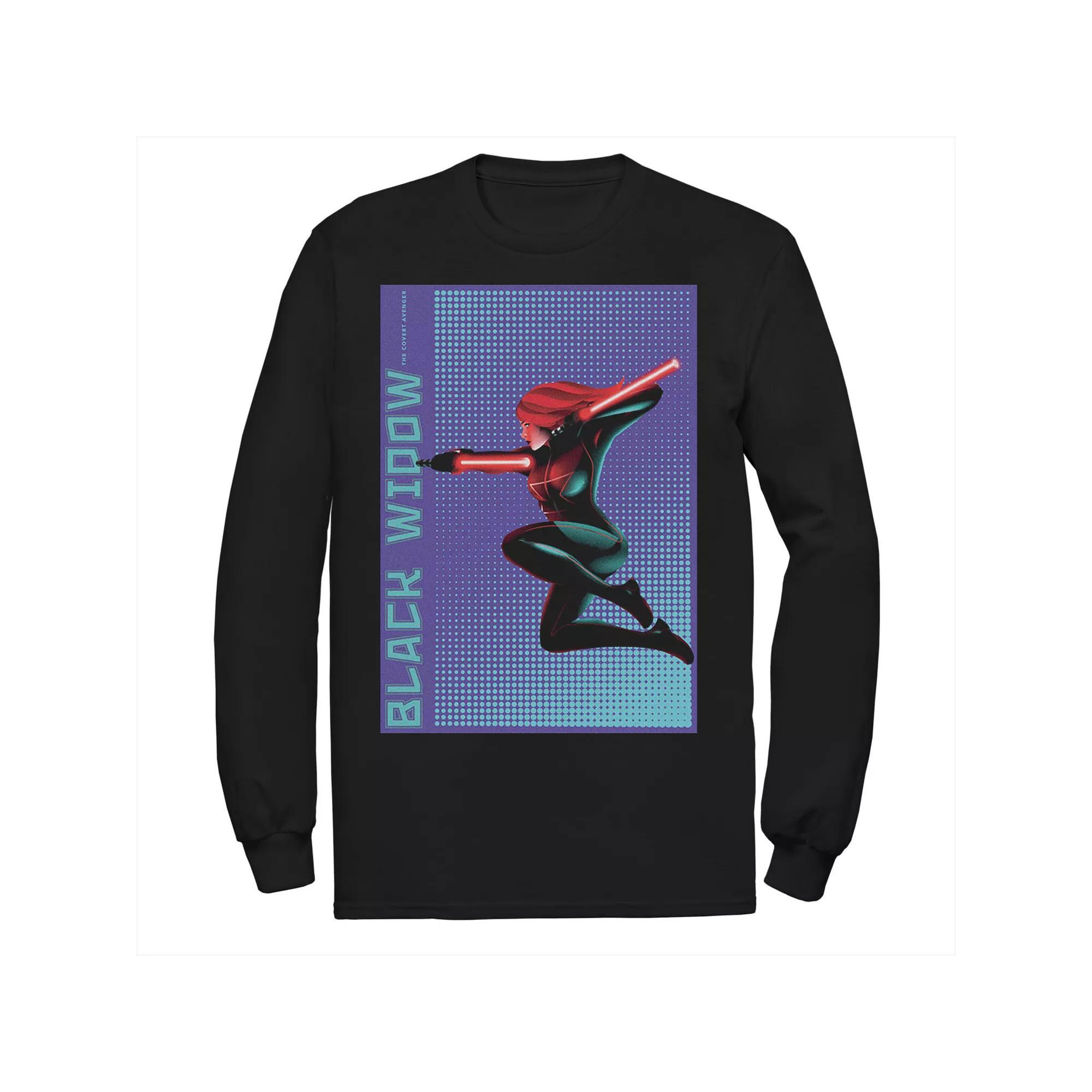Men's Marvel Black Widow Halftone Pop Art Poster Tee,  Product Image