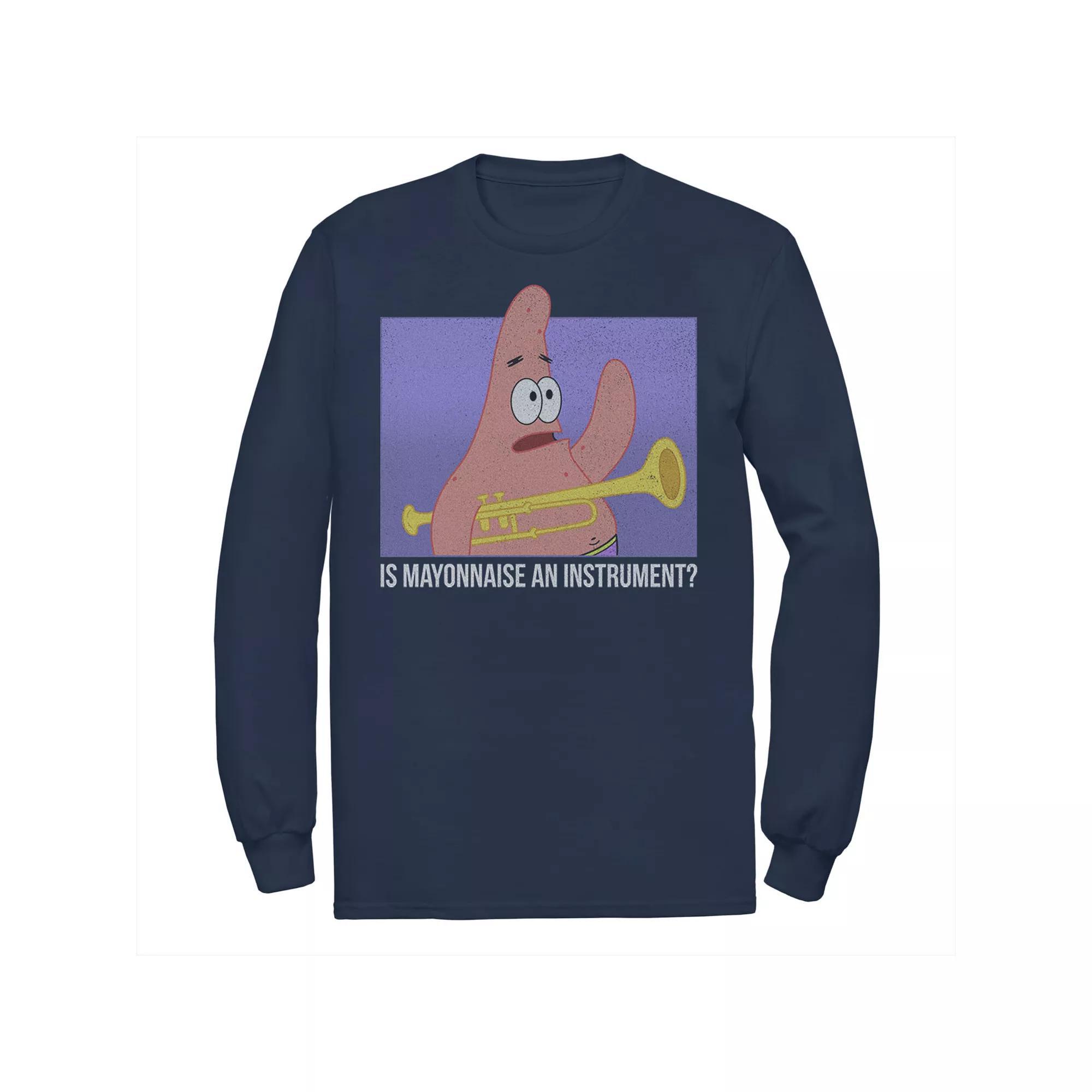 Men's Spongebob Patrick Is Mayonnaise An Instrument Tee, Size: Small, Blue Product Image