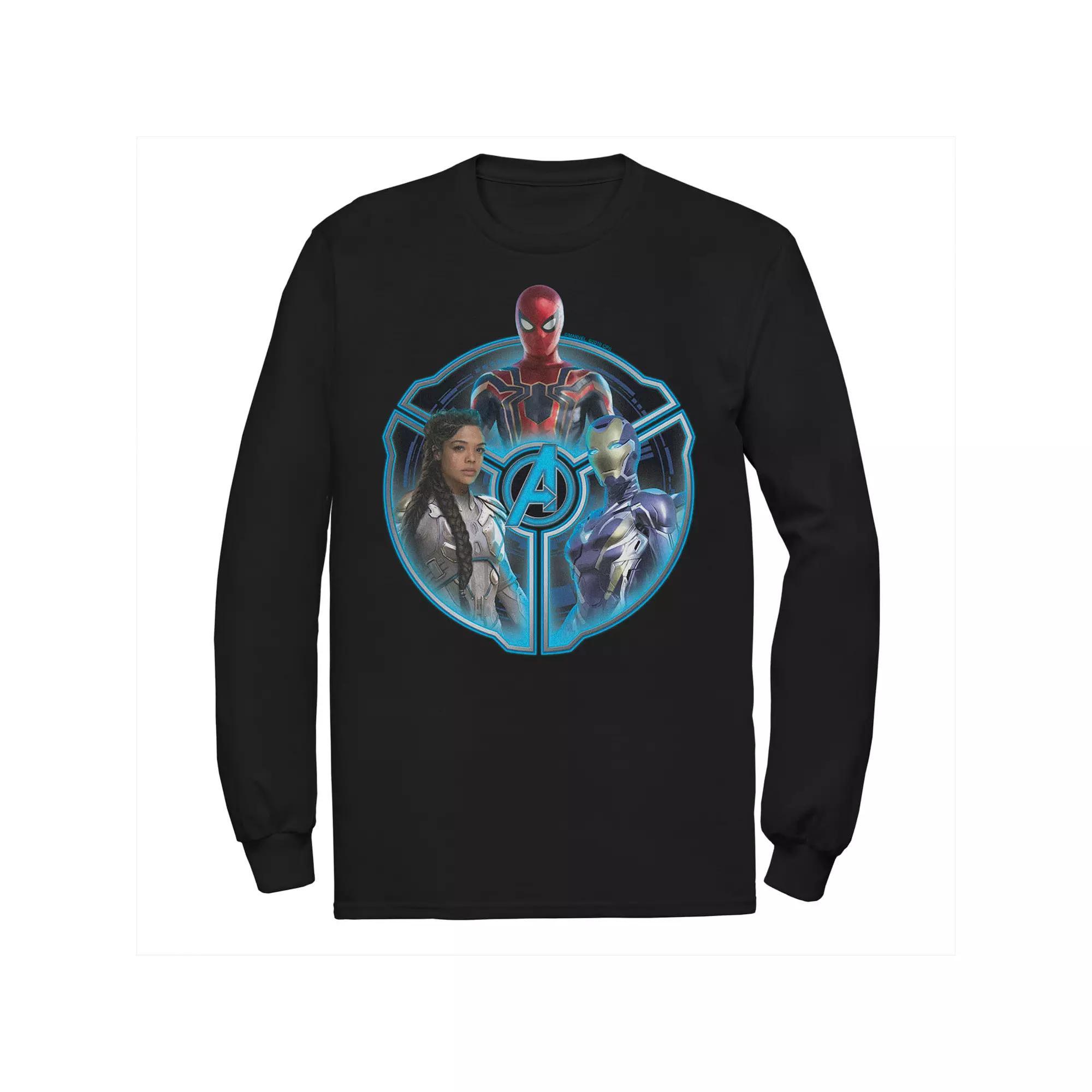 Men's Marvel Avengers Endgame Techno Group Shot Circle Portrait Long Sleeve Graphic Tee, Size: Large, Black Product Image