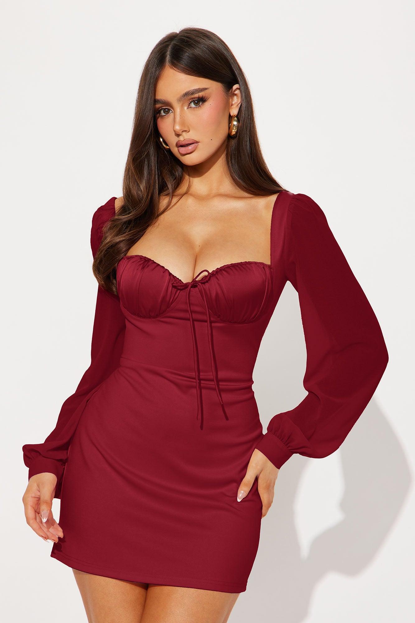 Found In A Fantasy Long Sleeve Mini Dress - Wine Product Image