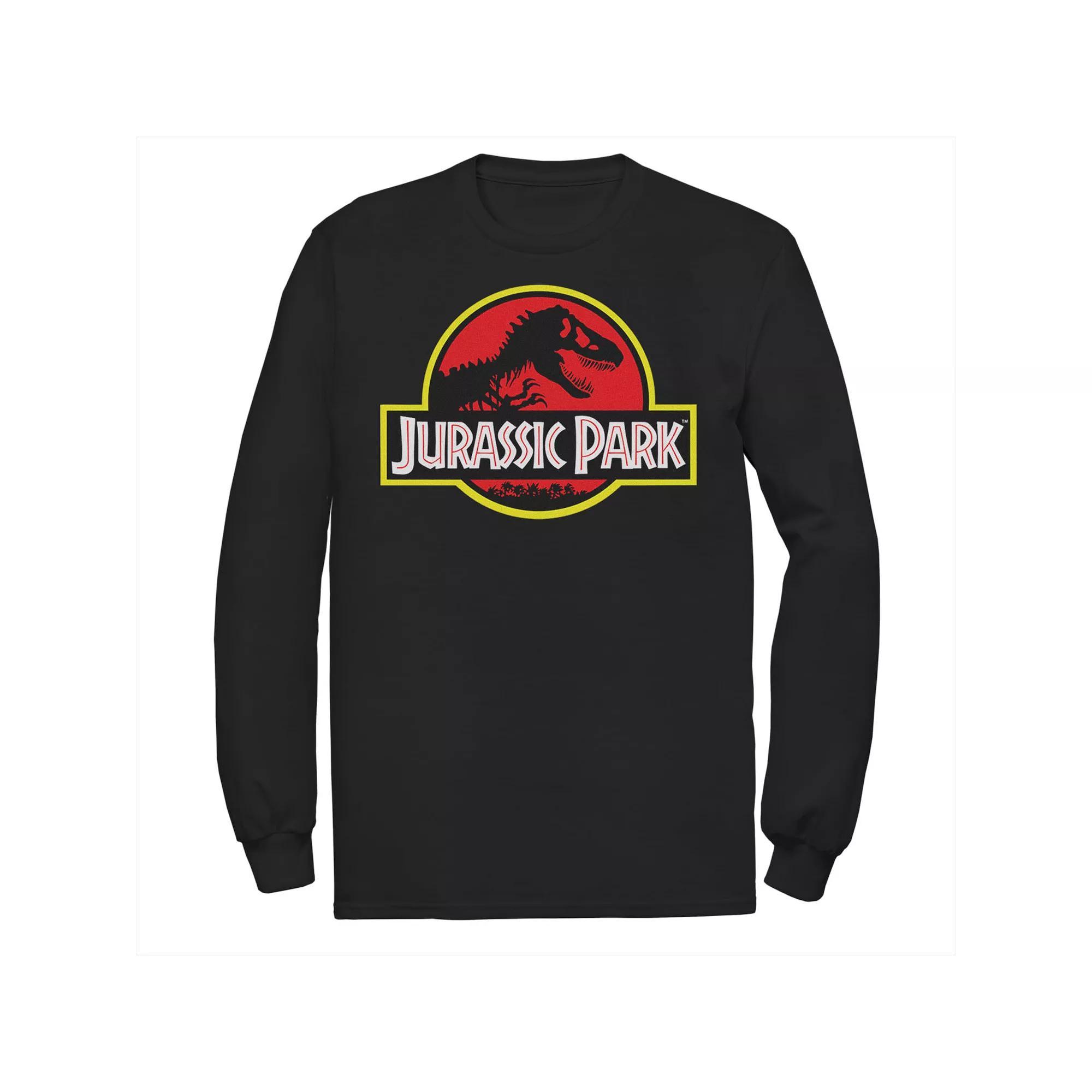 Men's Jurassic Park Red & Yellow Outline Logo Long Sleeve Graphic Tee,  Product Image