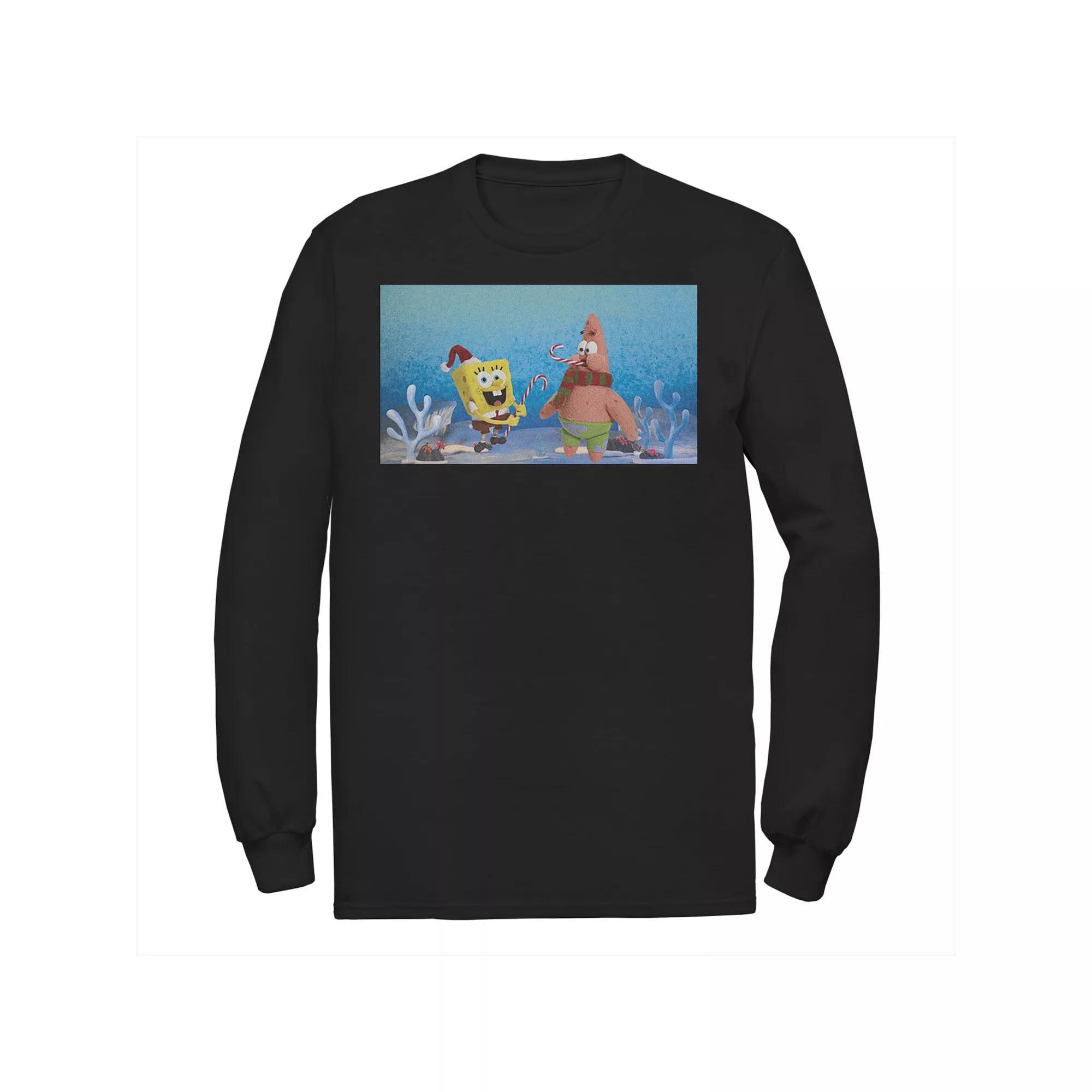 Men's Nickelodeon Spongebob Squarepants Patrick Star Christmas Buddies Long Sleeve Graphic Tee, Size: 3XL, Black Product Image