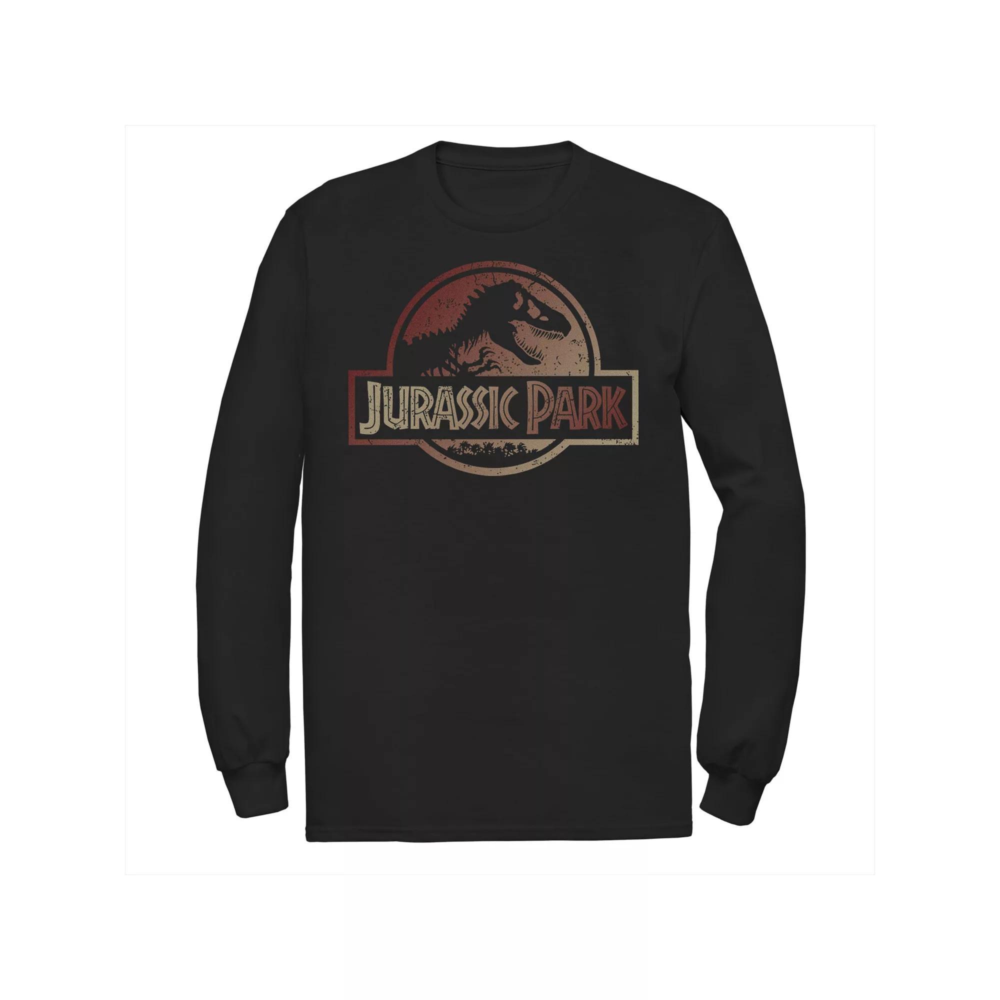 Men's Jurassic Park Blue & Purple Fossil Logo Long Sleeve Graphic Tee, Size: 3XL, Black Product Image