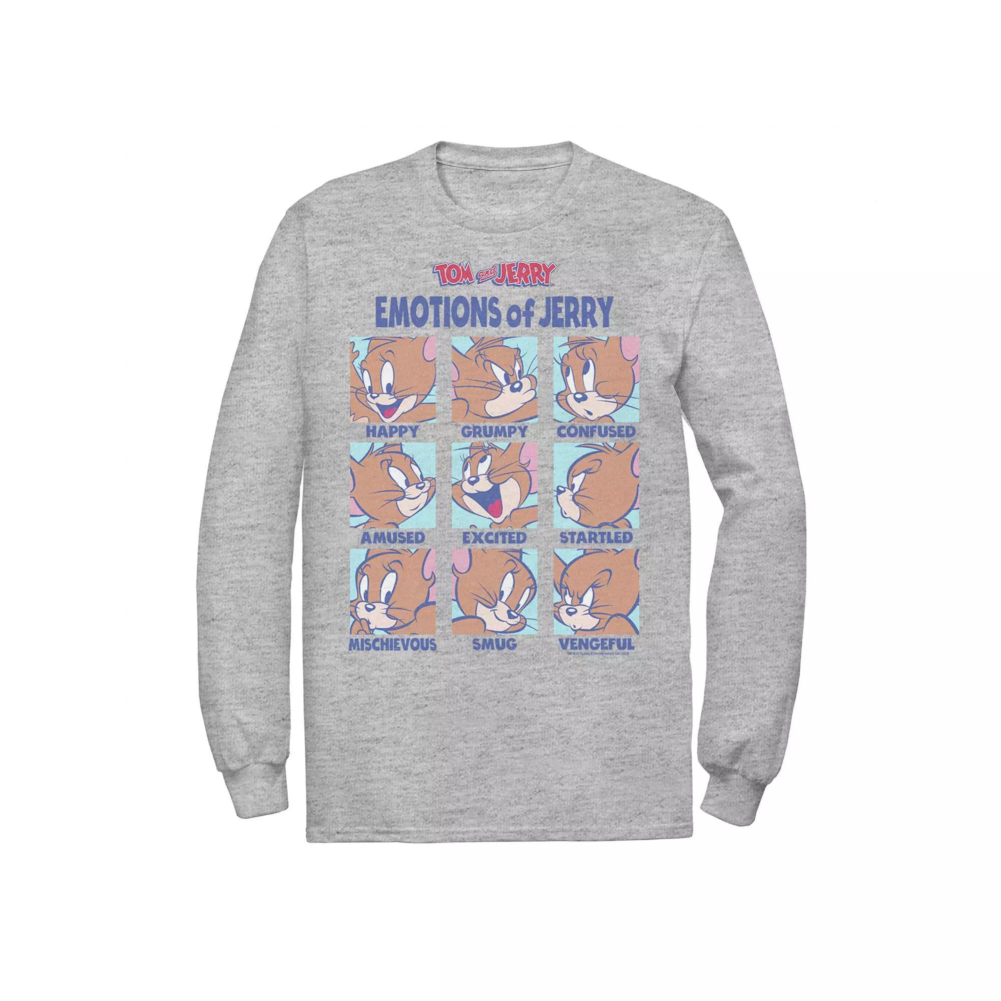 Mens Tom And Jerry Emotions Of Jerry Box Up Tee, Men's, Size: Medium, Athletic Grey Product Image