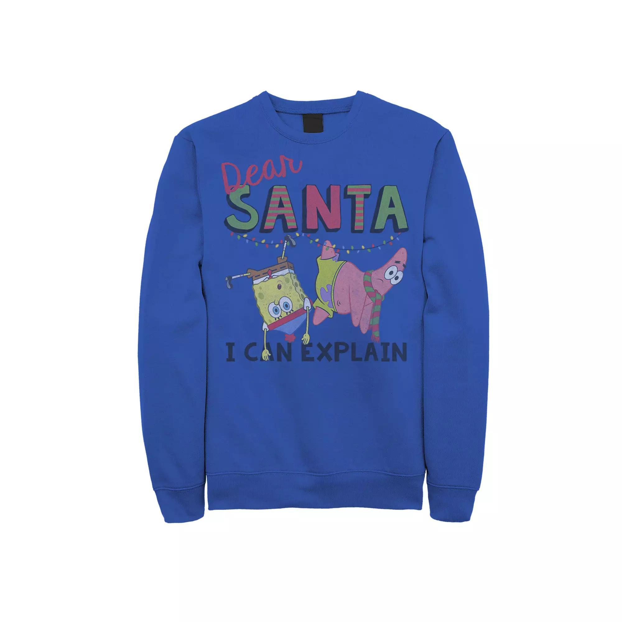 Men's Nickelodeon SpongeBob SquarePants Santa I Can Explain Sweatshirt, Size: Small, Royal Product Image