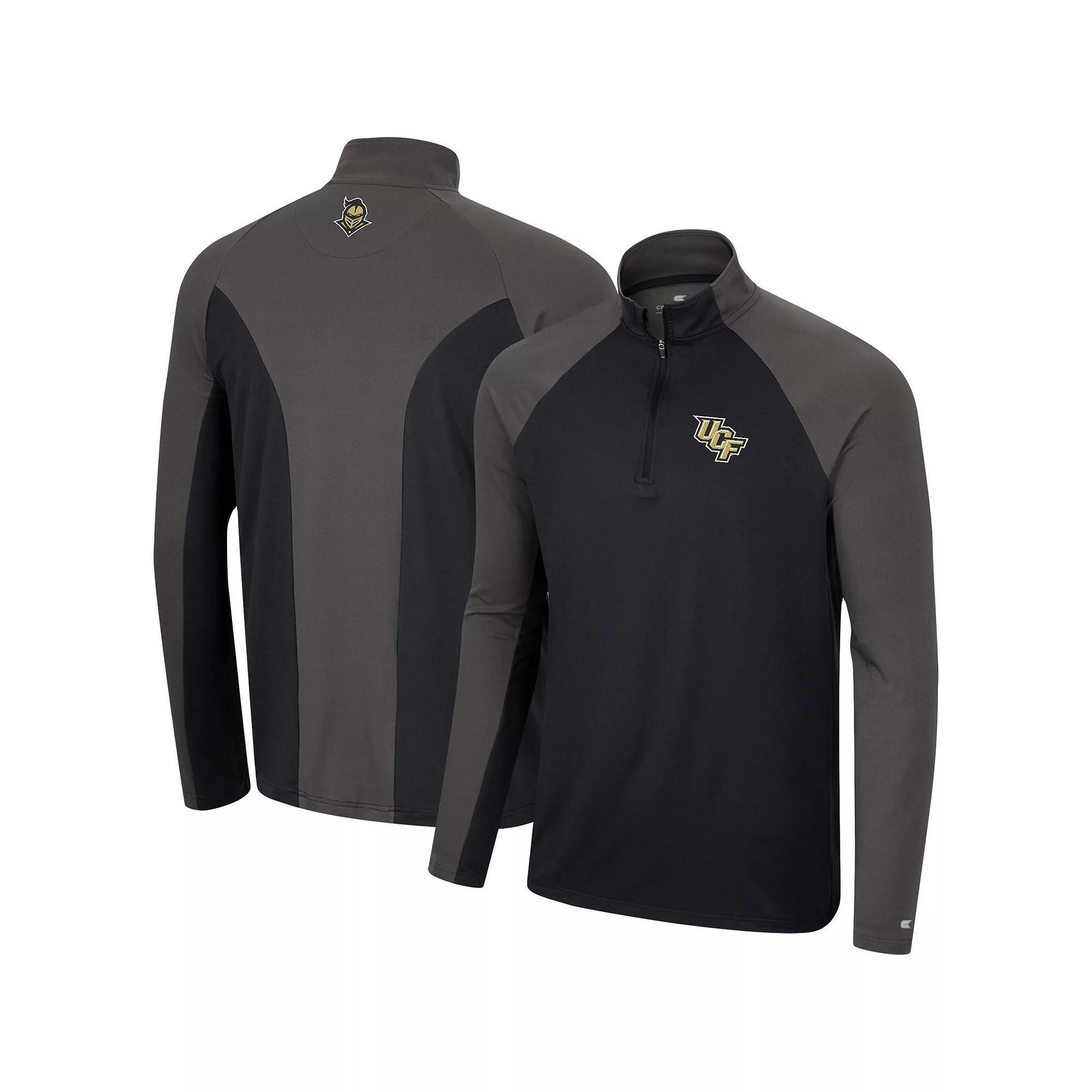 Men's Colosseum Black/Charcoal UCF Knights Two Yutes Raglan Quarter-Zip Windshirt, Size: XL Product Image