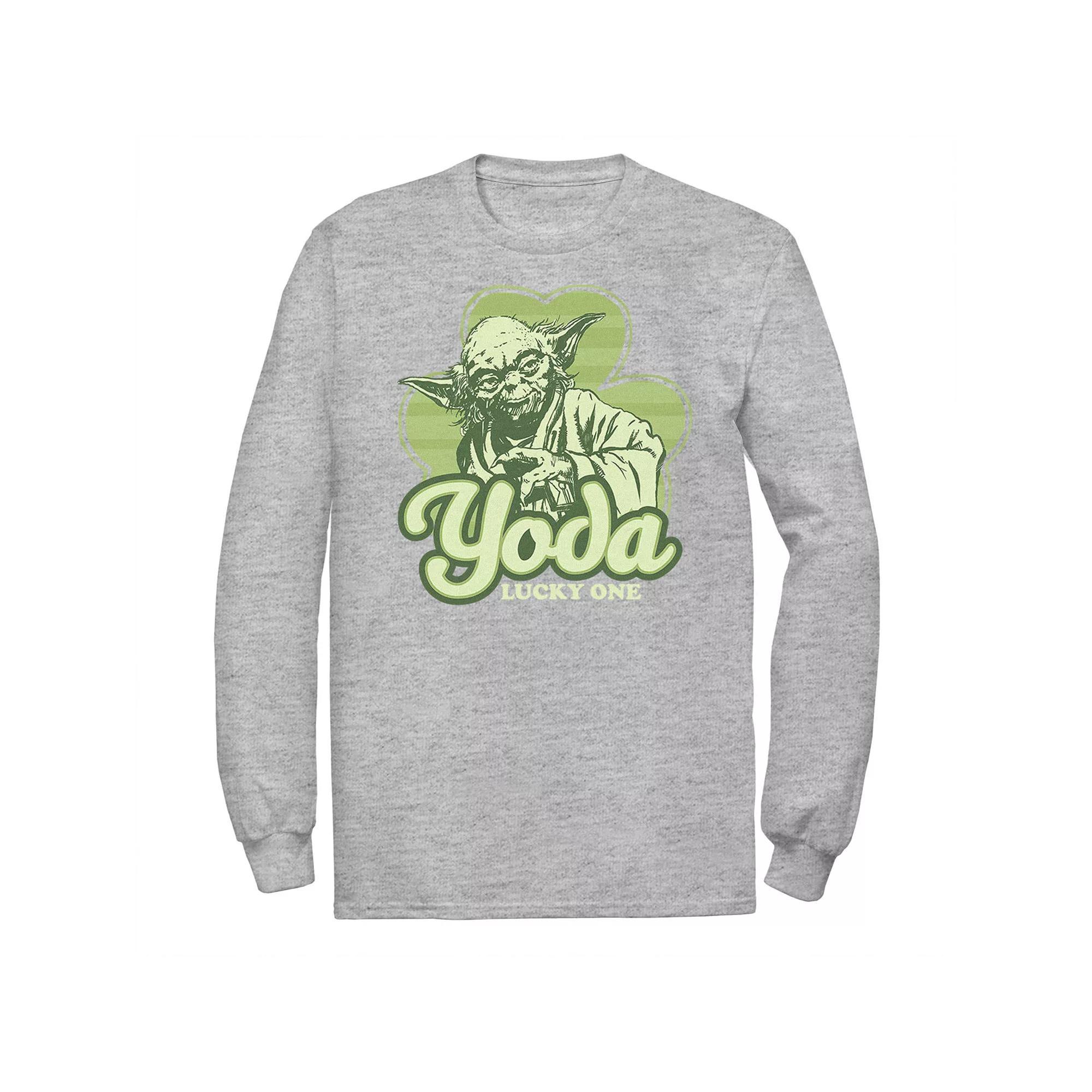 Men's Star Wars Yoda Lucky One Clover St Patrick's Day Tee, Size: Medium, Athletic Grey Product Image