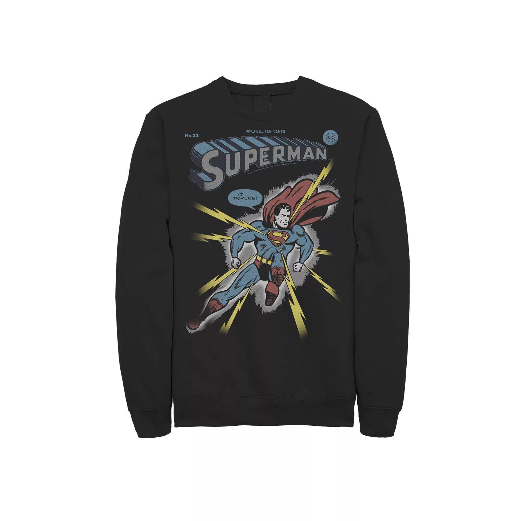 Men's Superman Electrocuted It Tickles Faded Portrait Sweatshirt,  Product Image