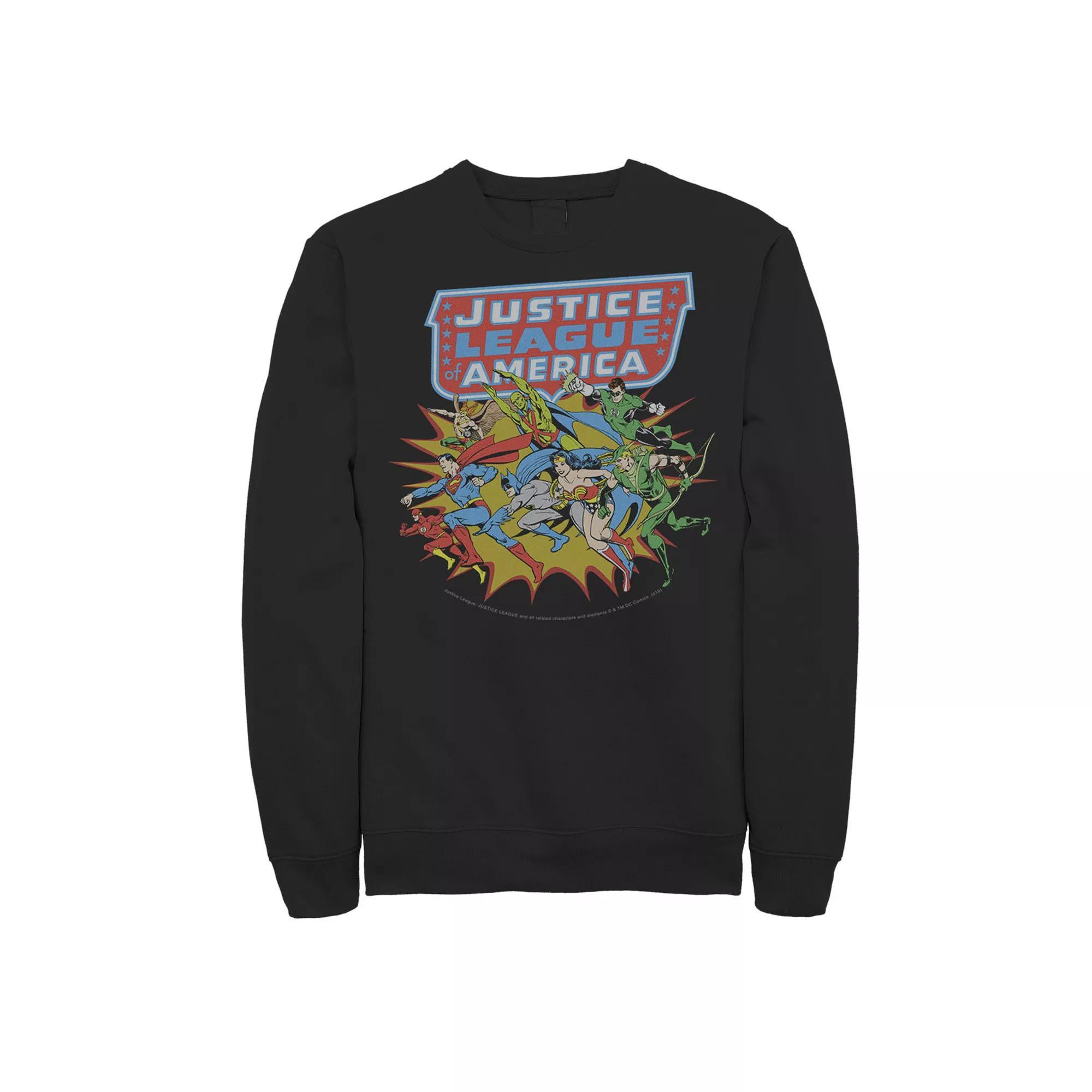 Men's DC Comics Justice League Of America Hero Run Sweatshirt, Size: Large, Black Product Image