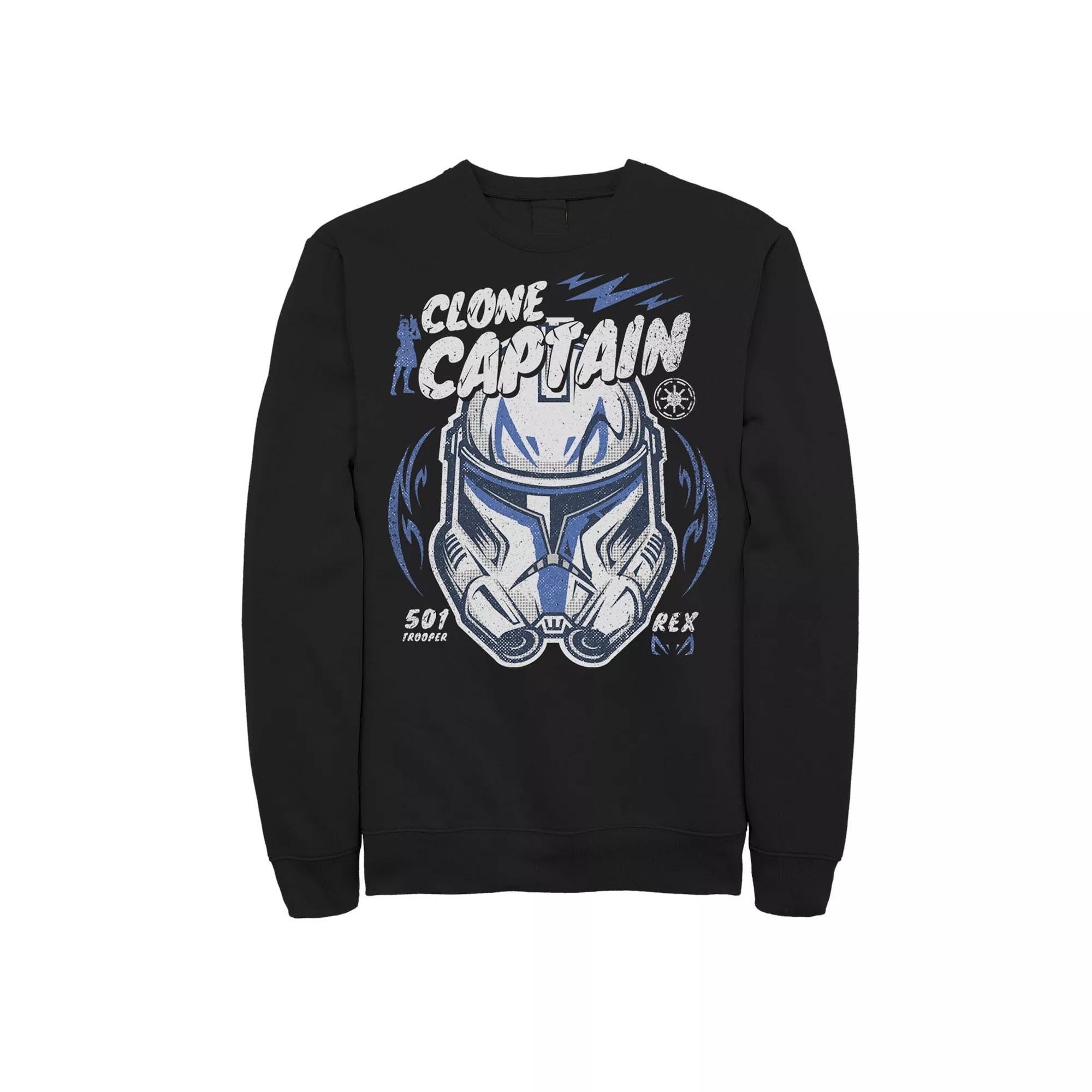 Men's Star Wars Clone Captain Head Shot Portrait Sweatshirt, Size: 3XL, Black Product Image