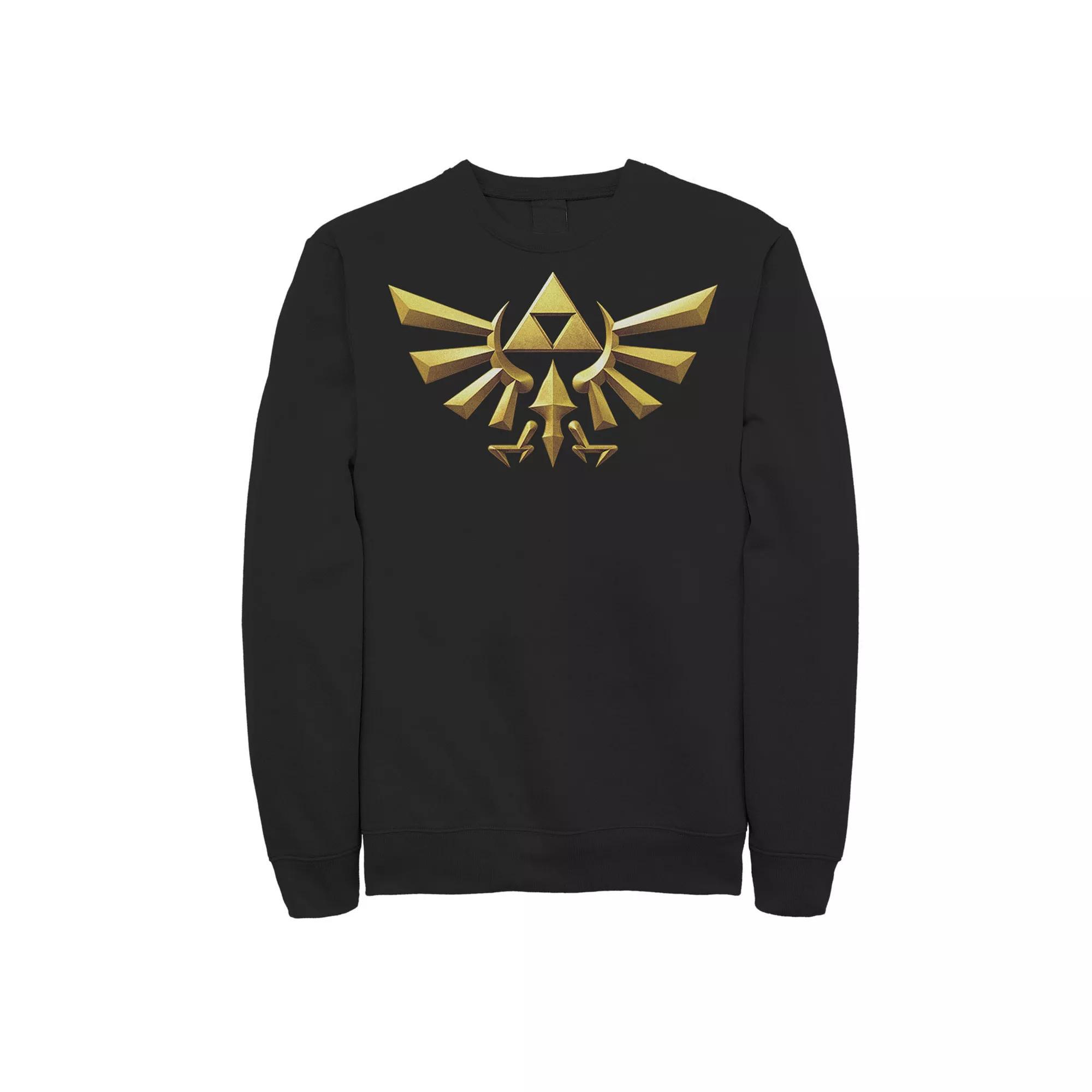 Men's Nintendo Zelda Hyrule Crest Iconic Golden Triforce Sweatshirt, Size: Large, Black Product Image