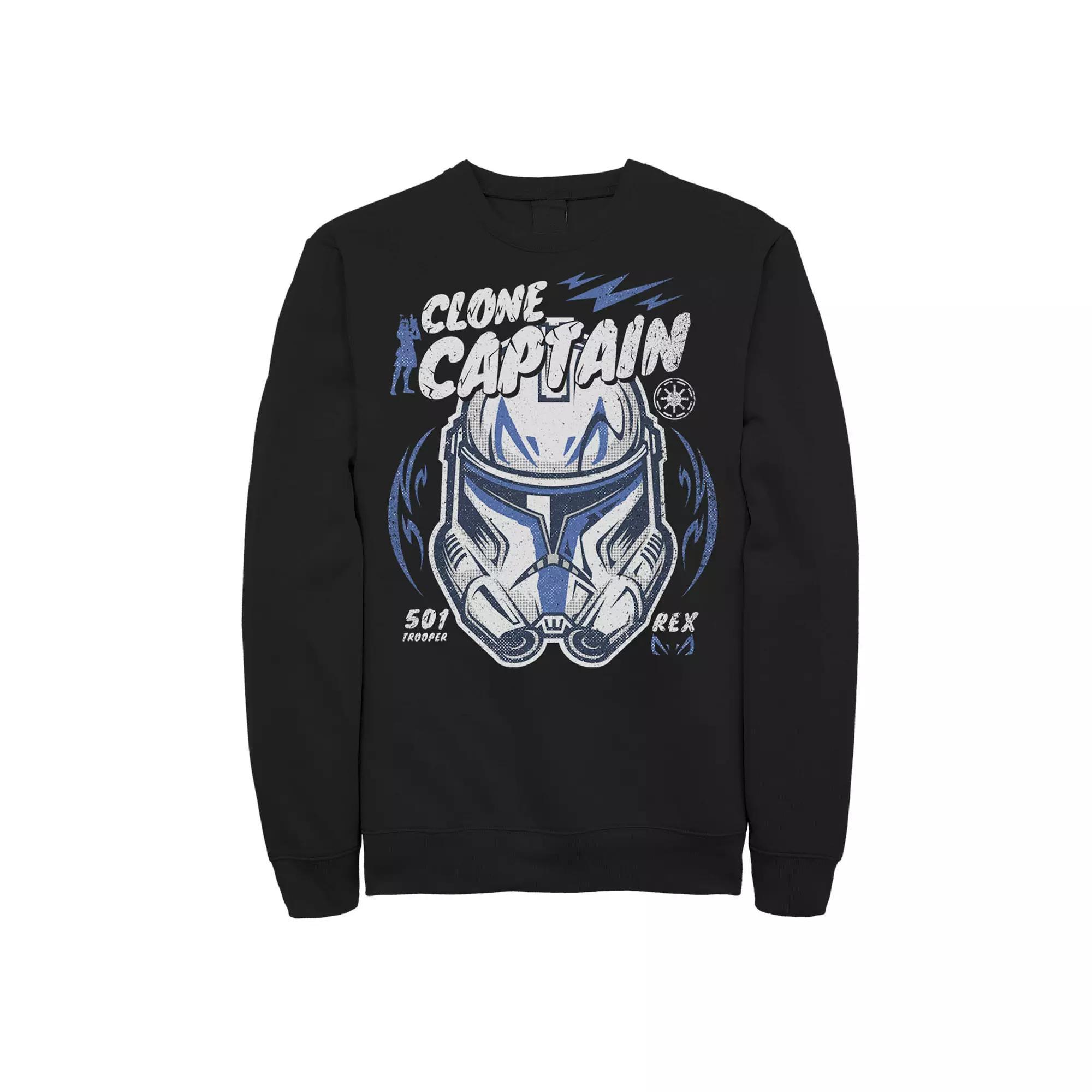 Men's Star Wars Clone Captain Head Shot Portrait Sweatshirt, Size: 3XL, Blue Product Image