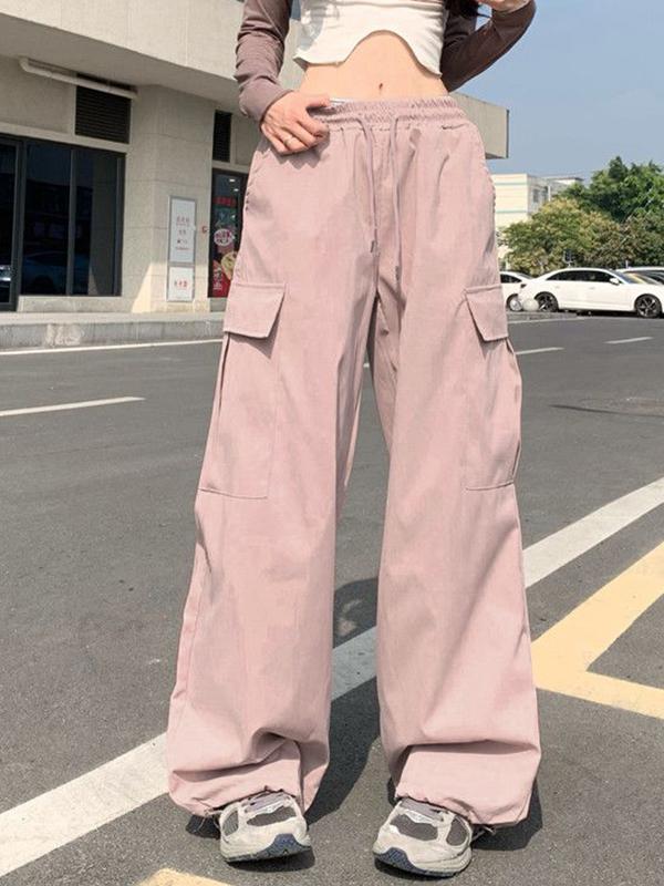 Street Pockets Drawstring Cargo Pants Product Image