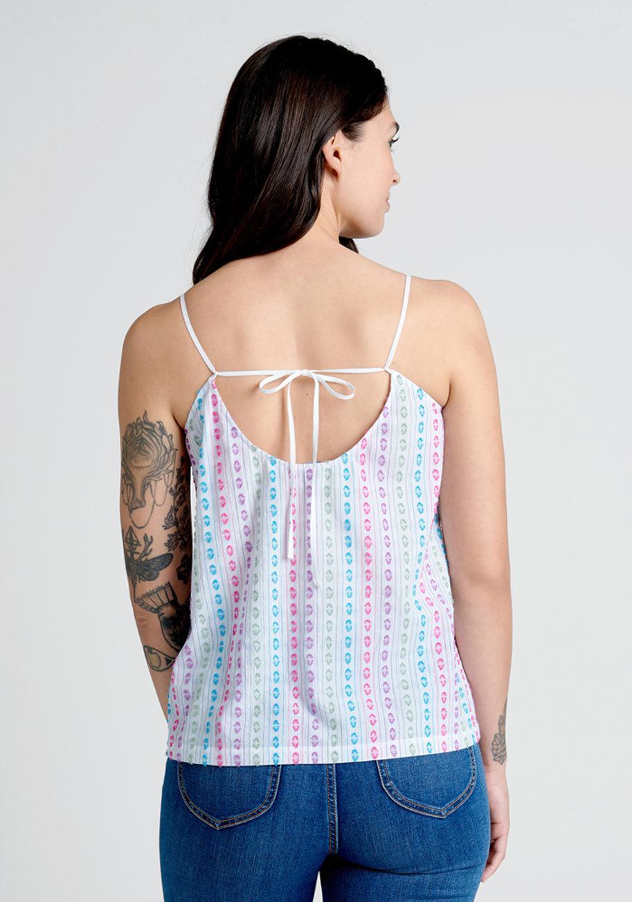 Can't Stop Giggling Embroidered Tie-Back Camisole Product Image