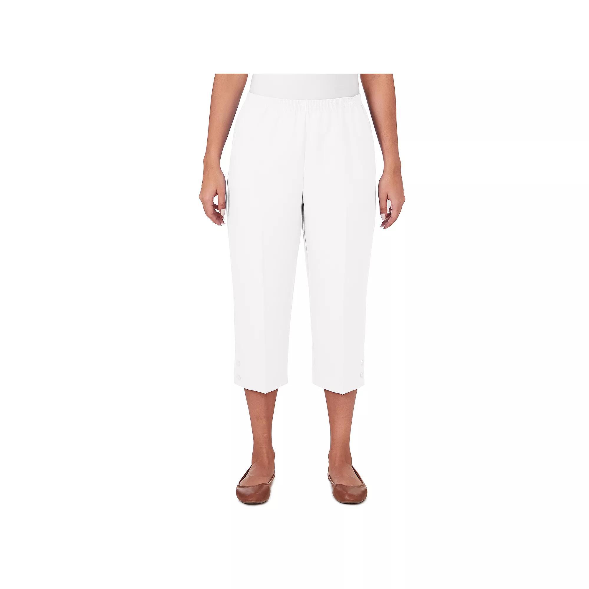 Petite Alfred Dunner Button Hem Capri Pants, Women's,  Product Image